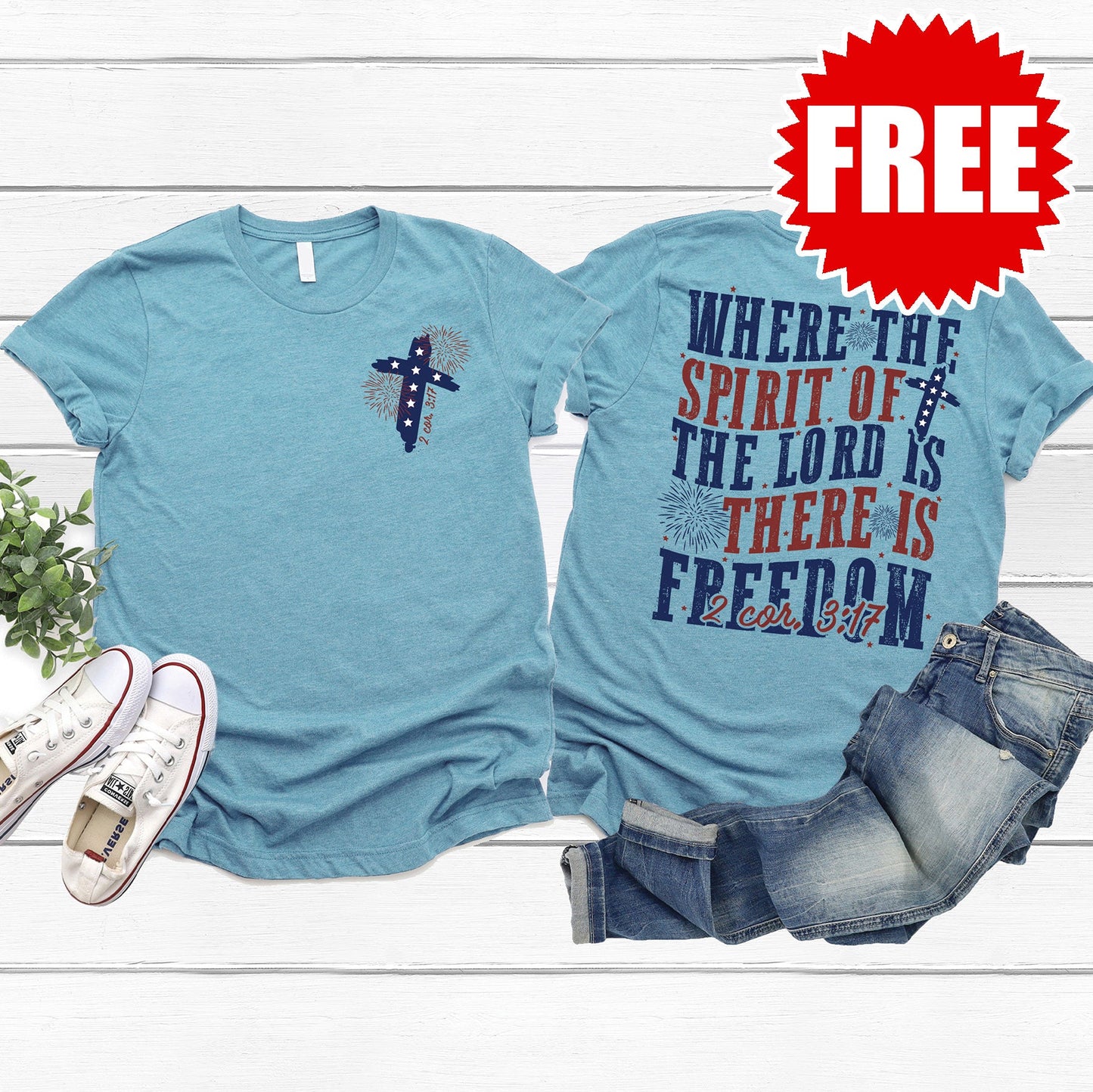 There Is Freedom Tee - Heather Lagoon - 0