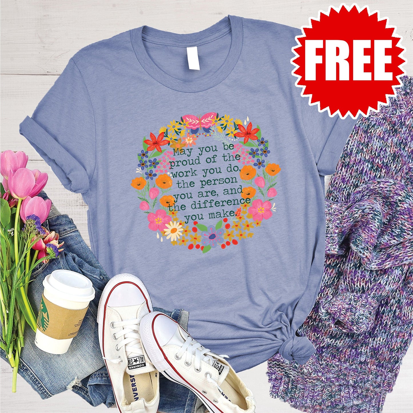 May You Be Proud Tee - Heather Lavender Blue - 0