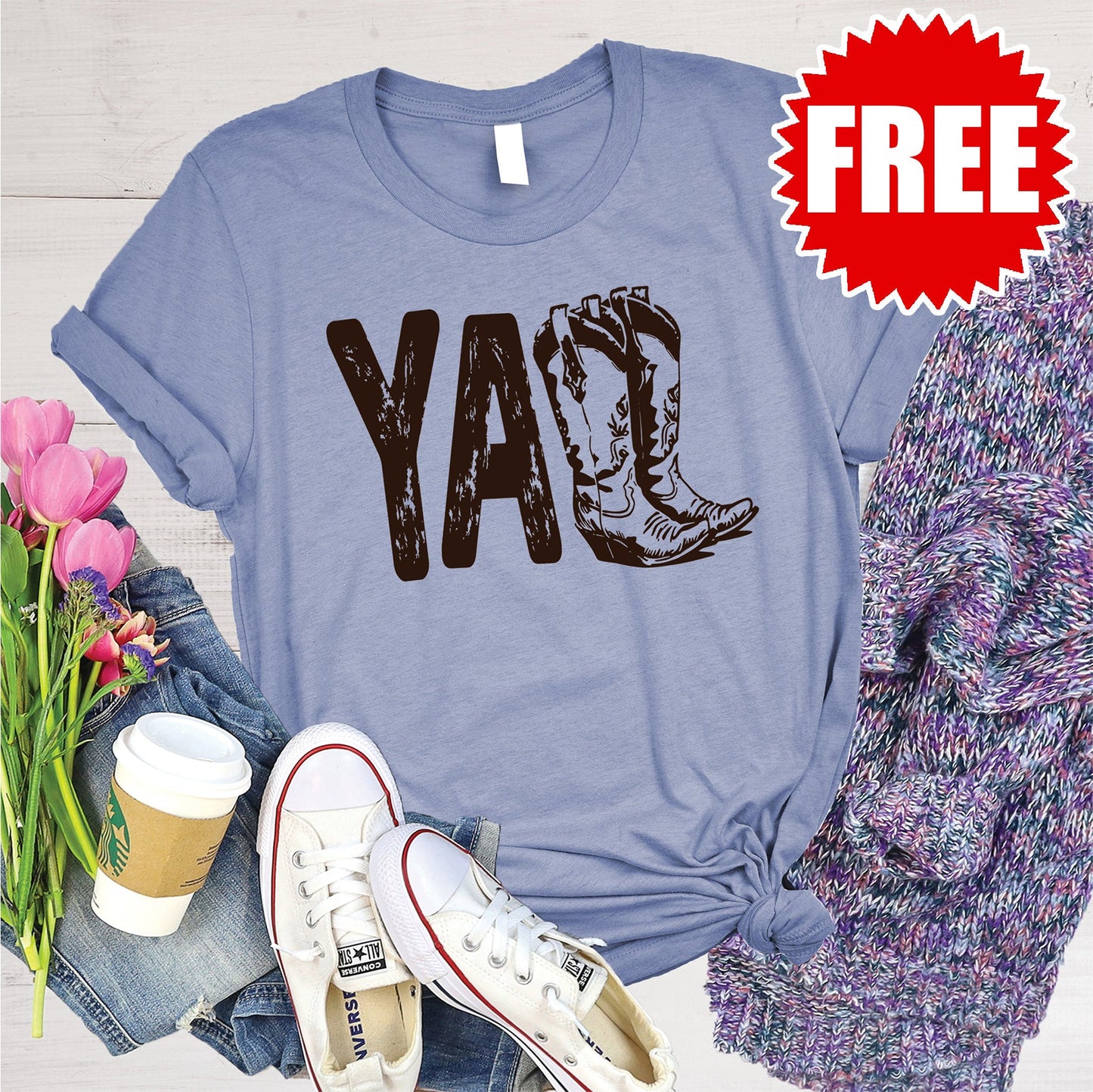 Boots Tee - Heather Lavender Blue - 0