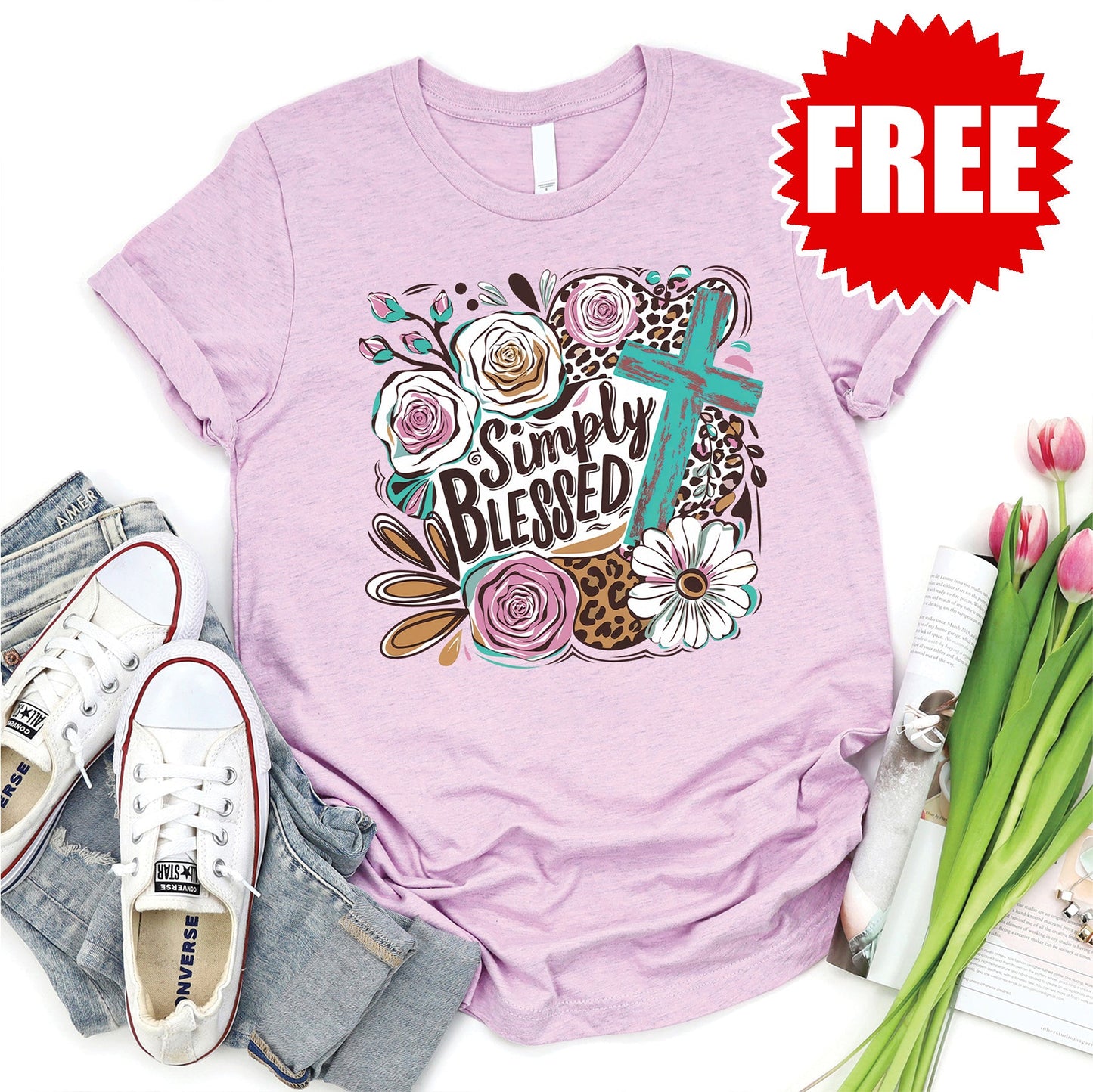 Simply Blessed Tee - Heather Lilac - 0