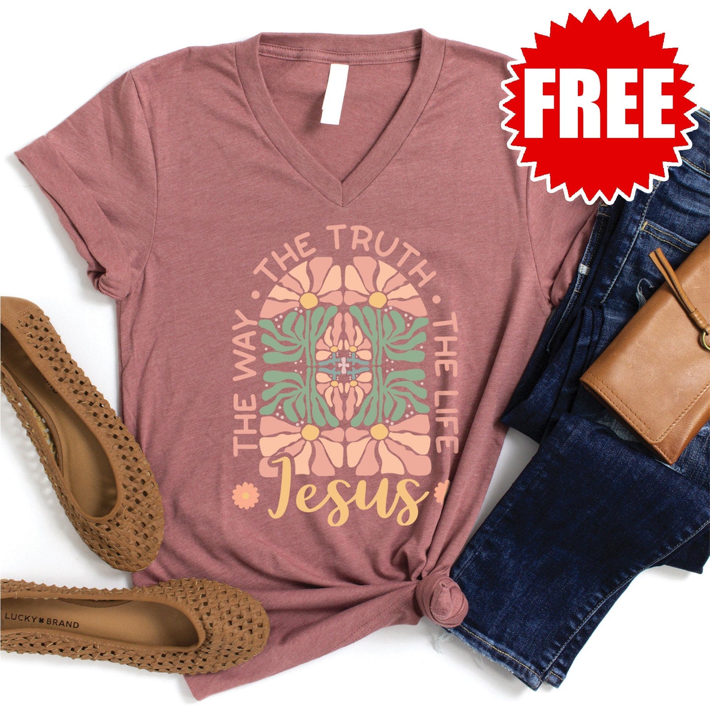 The Way The Truth The Life Tee - Heather Mauve - 0