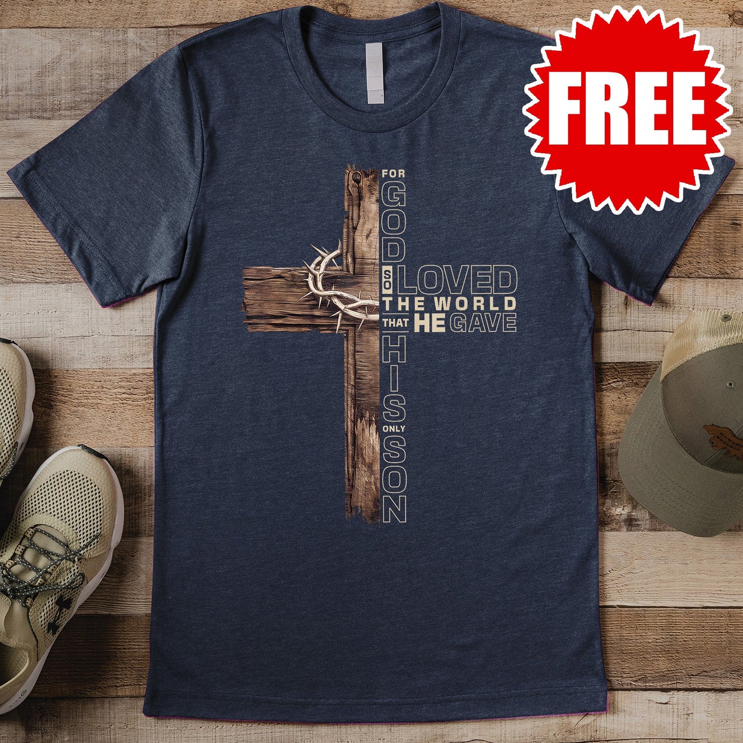 John 3:16 Tee - Heather Navy - 0