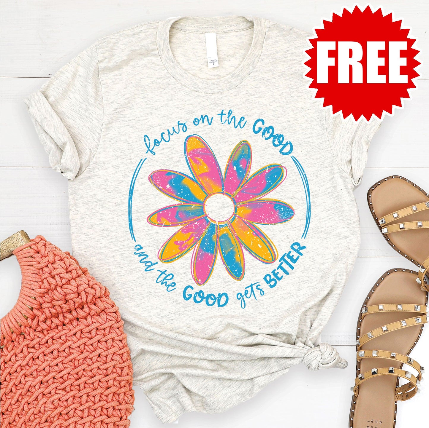 Focus on the Good Tee - Heather Oatmeal - 0
