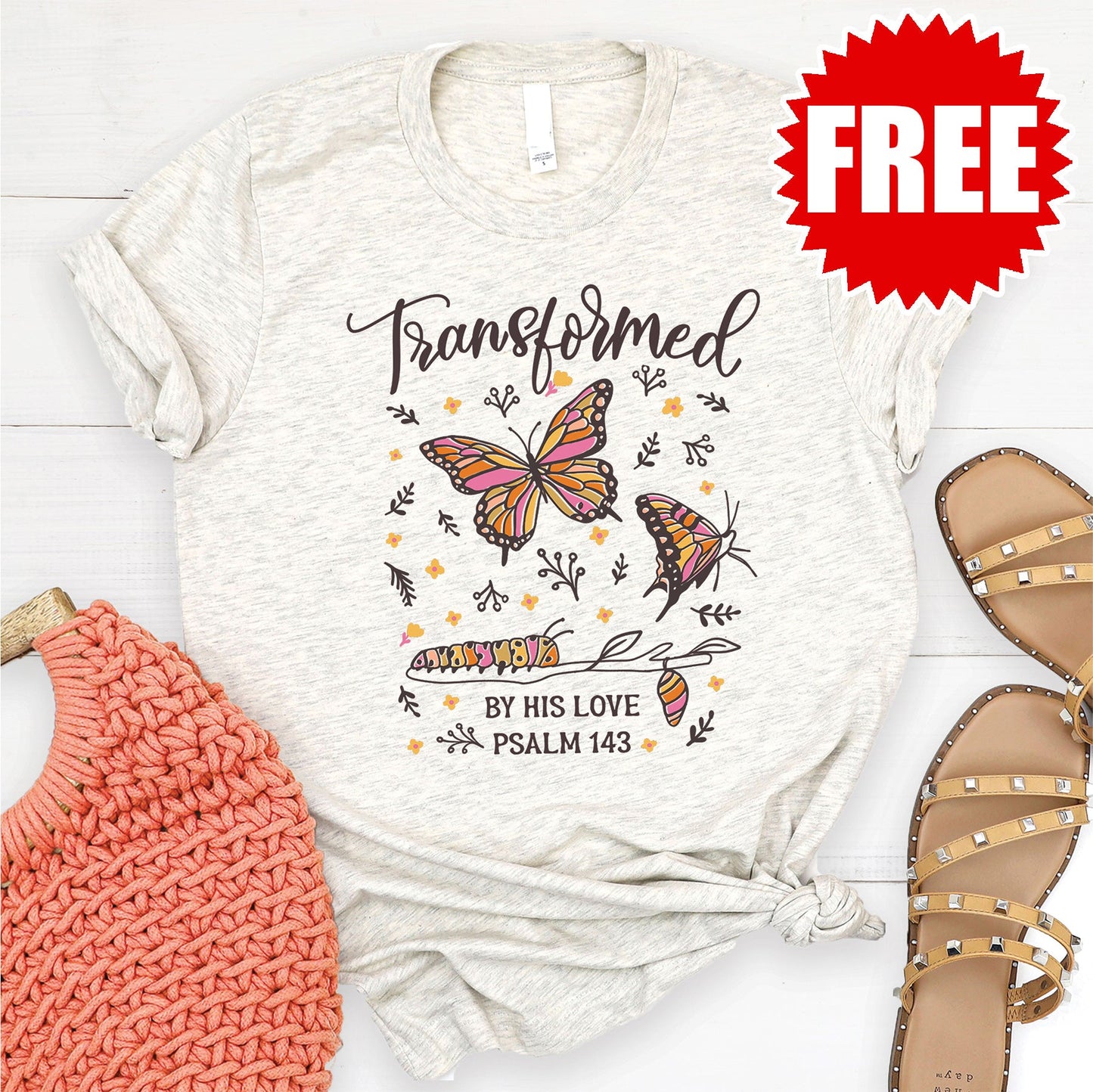Transformed by His Love Tee - Heather Oatmeal - 0