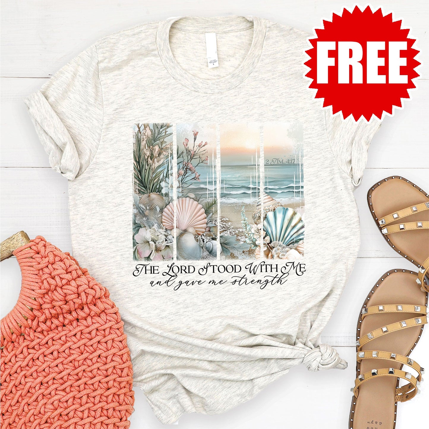The Lord Stood With Me Tee - Heather Vanilla Sky - 0