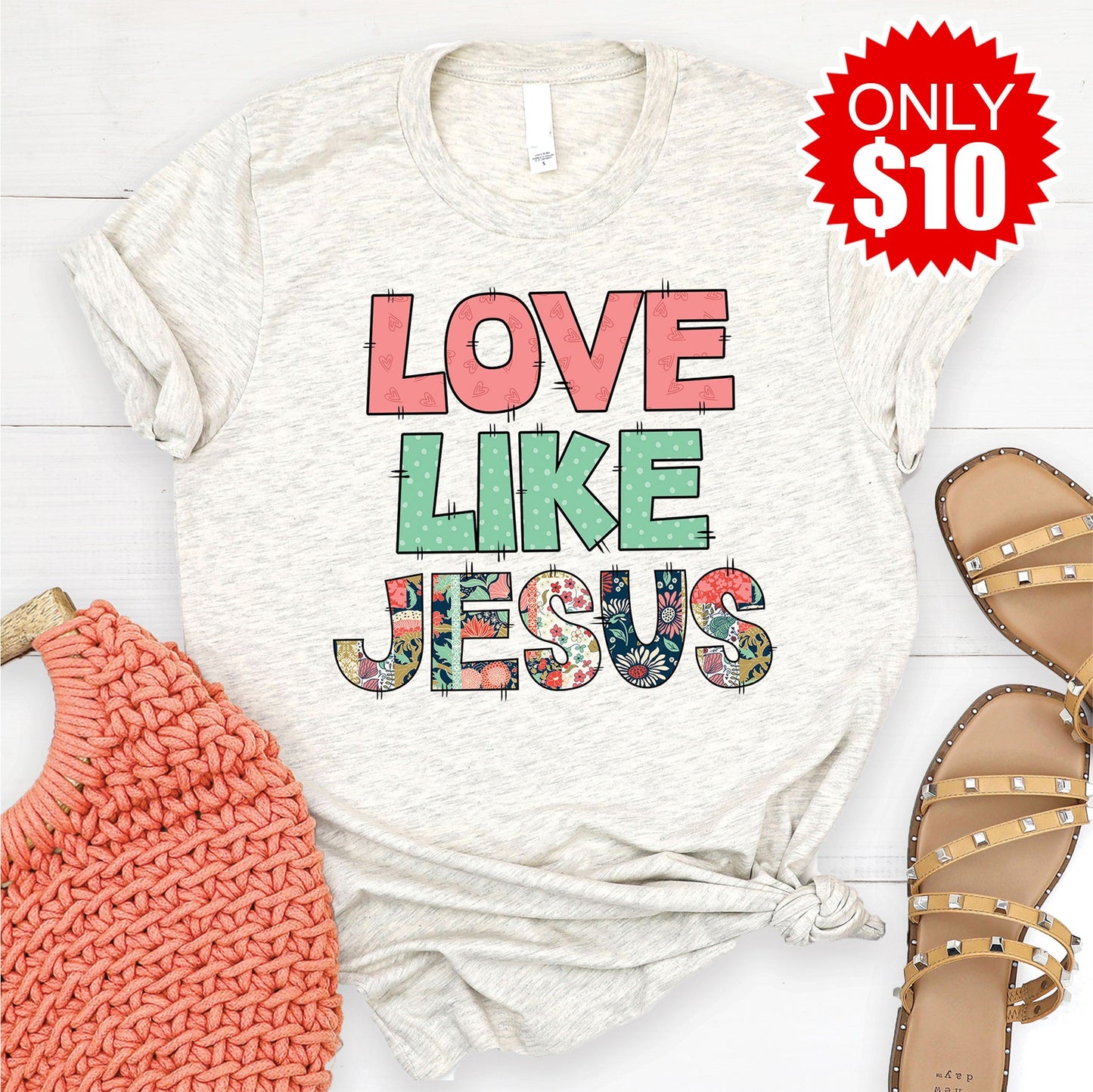 Love Like Jesus Tee - Heather Oatmeal