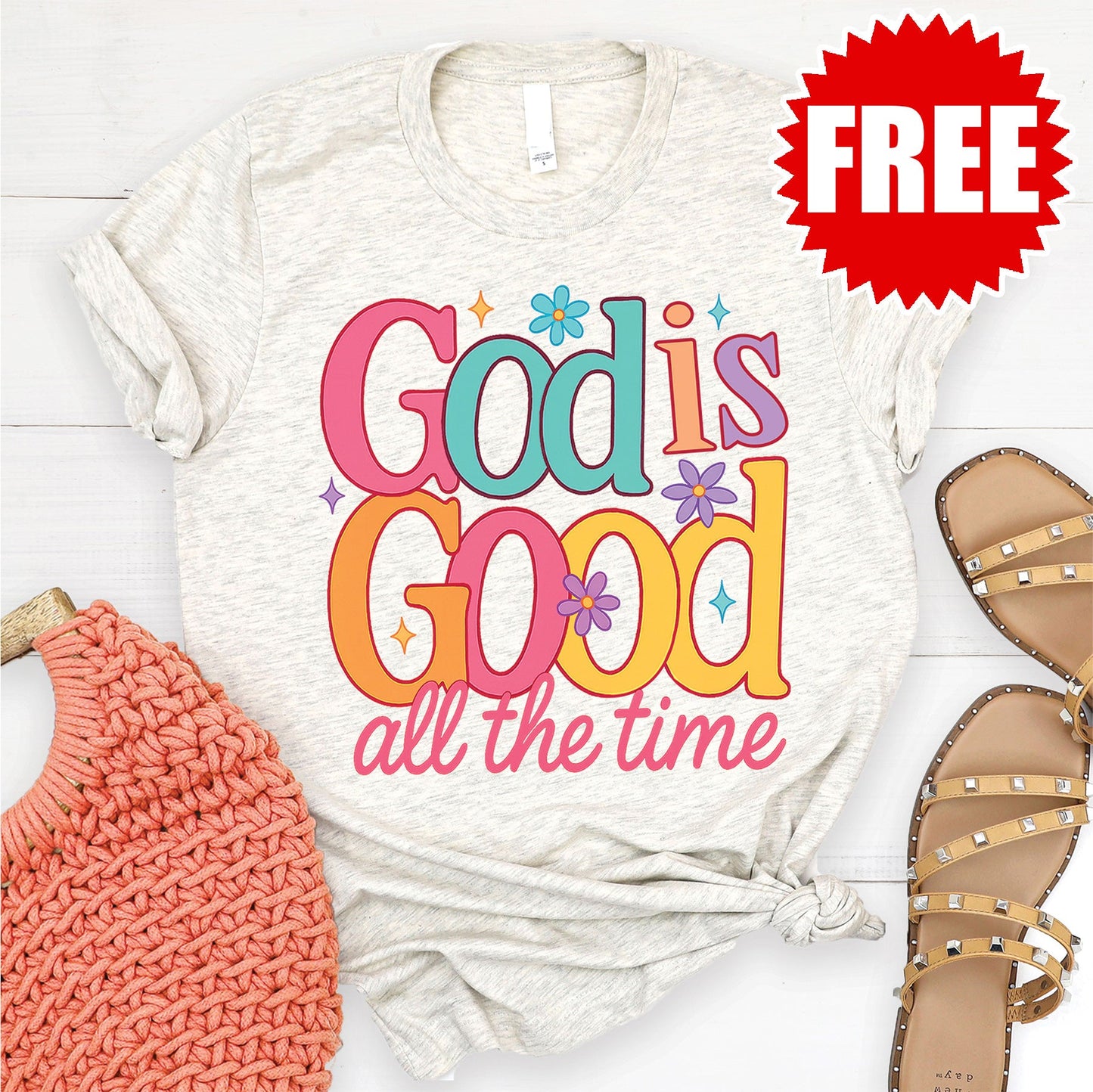 God is Good All The Time Tee - Heather Oatmeal - 0