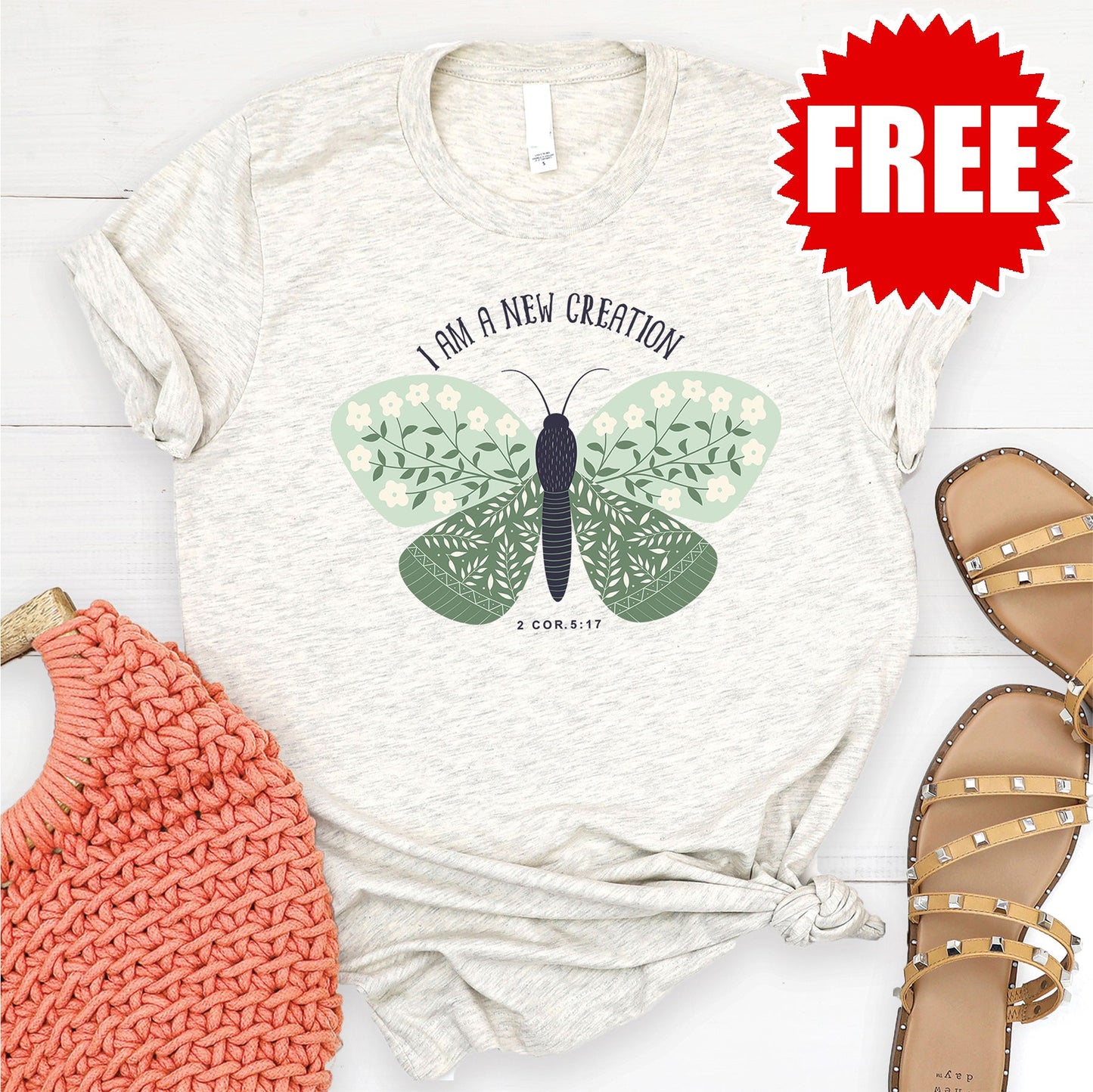 New Creation Tee - Heather Oatmeal - 0