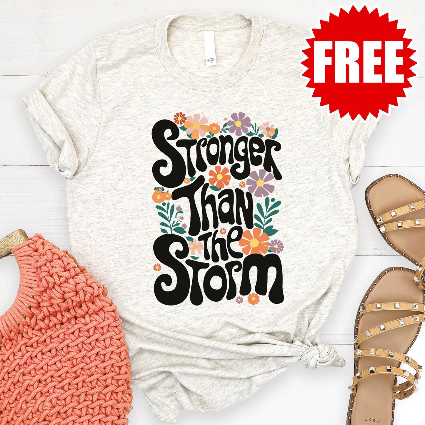 Stronger Than the Storm Tee - Heather Oatmeal Style001