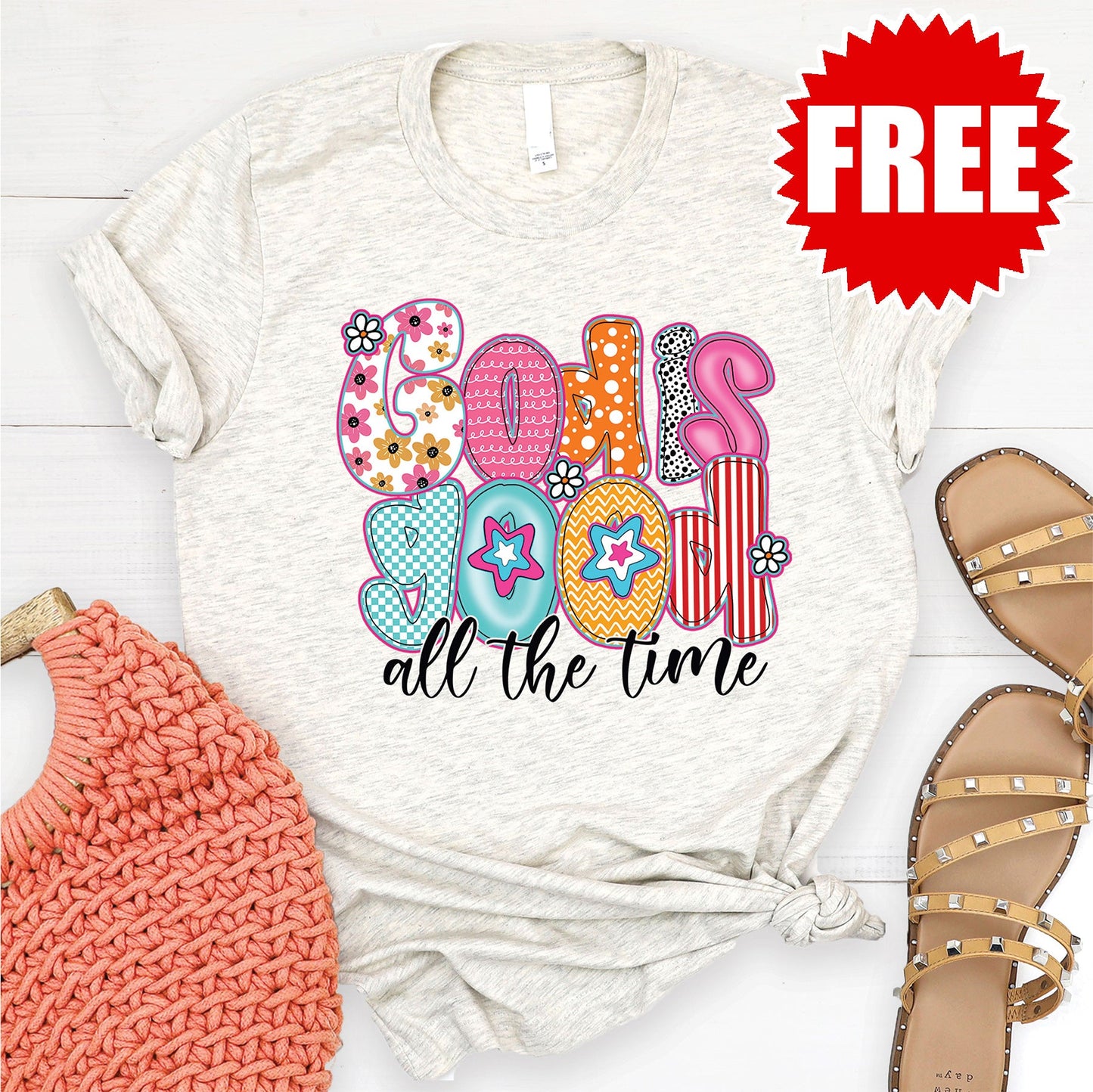God is Good Tee - Heather Oatmeal - 0