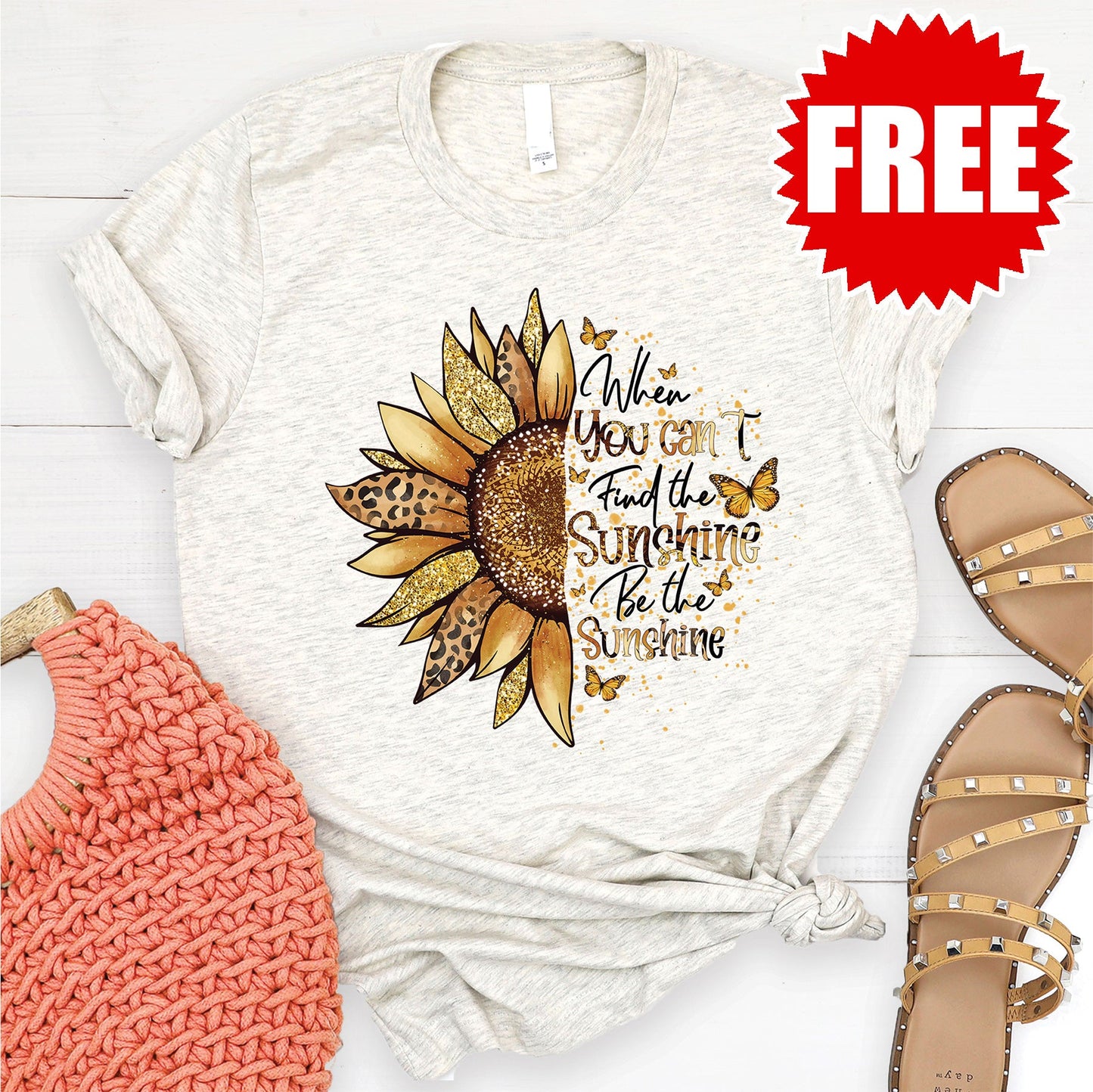 Be the Sunshine Tee - Heather Oatmeal - FREE