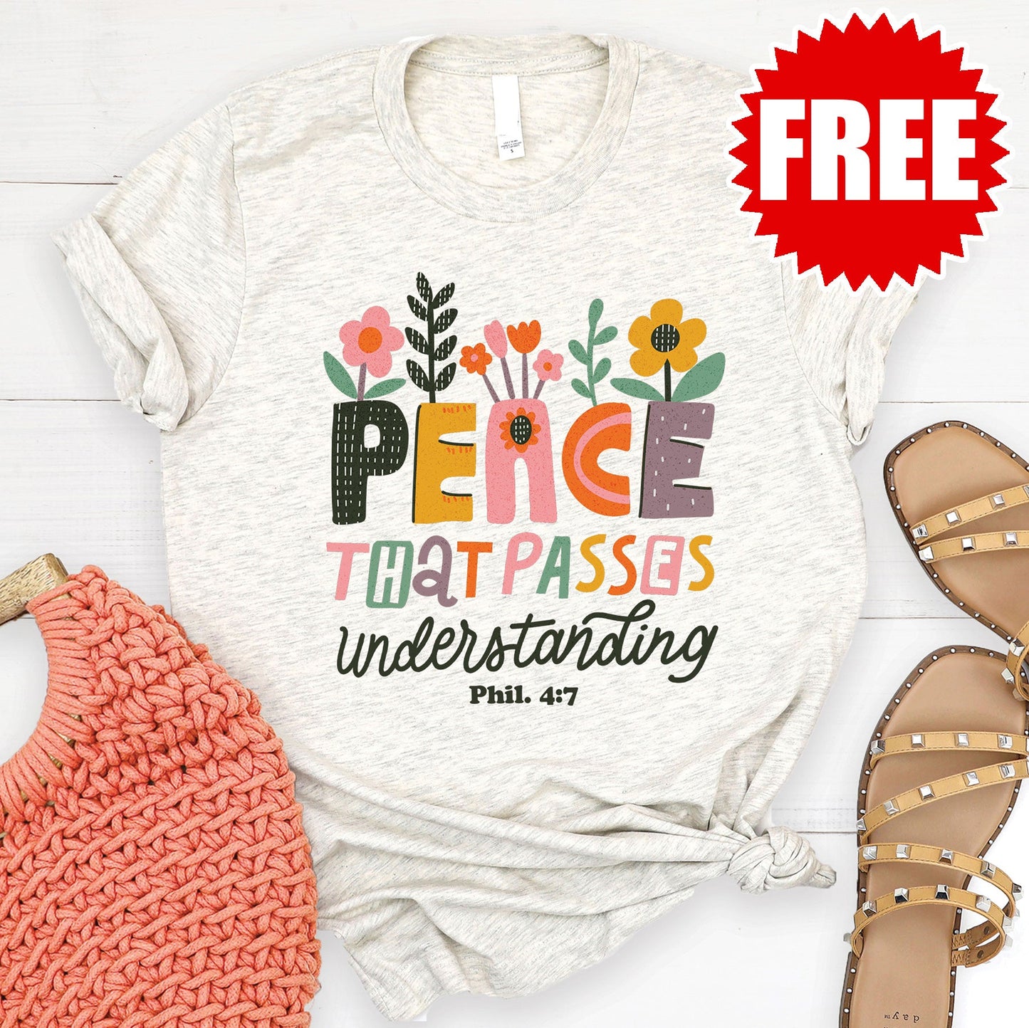 Peace That Passes Understanding Tee - Heather Oatmeal - 0