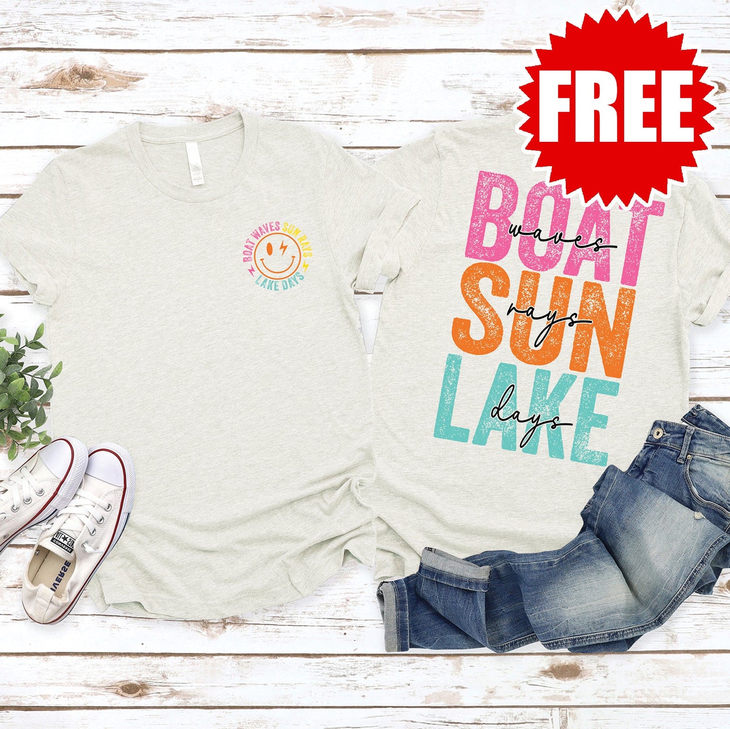 Boat Waves Tee - Heather Oatmeal - 0