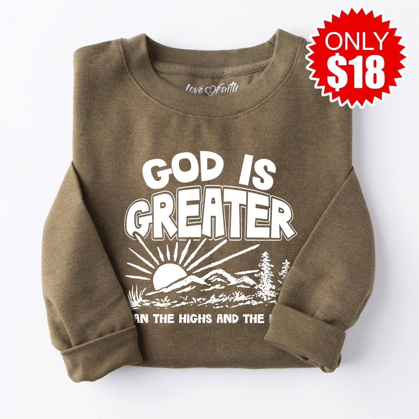 Highs and Lows Crewneck Sweatshirt - Heather Olive