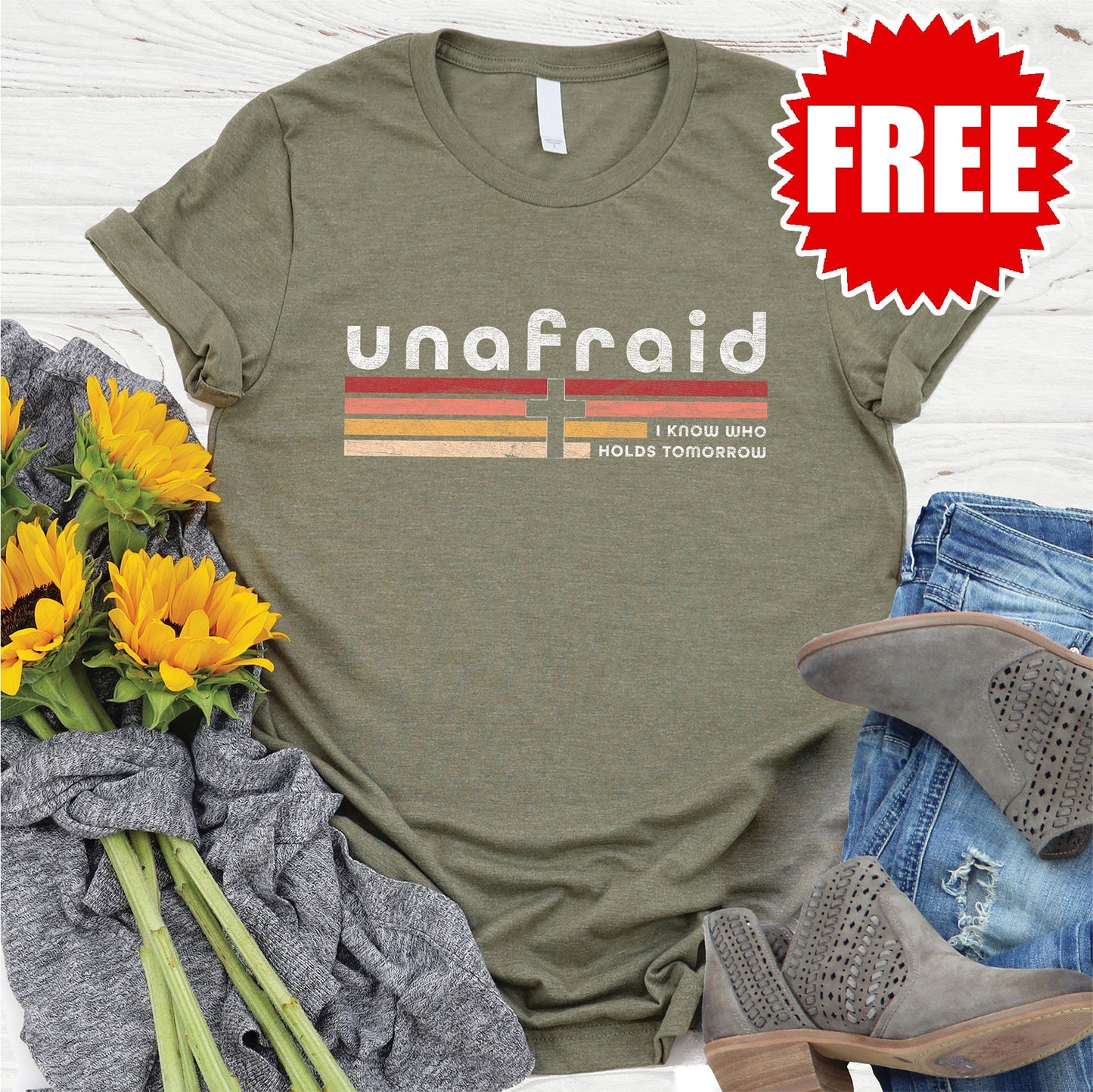 Unafraid Tee - Heather Olive
