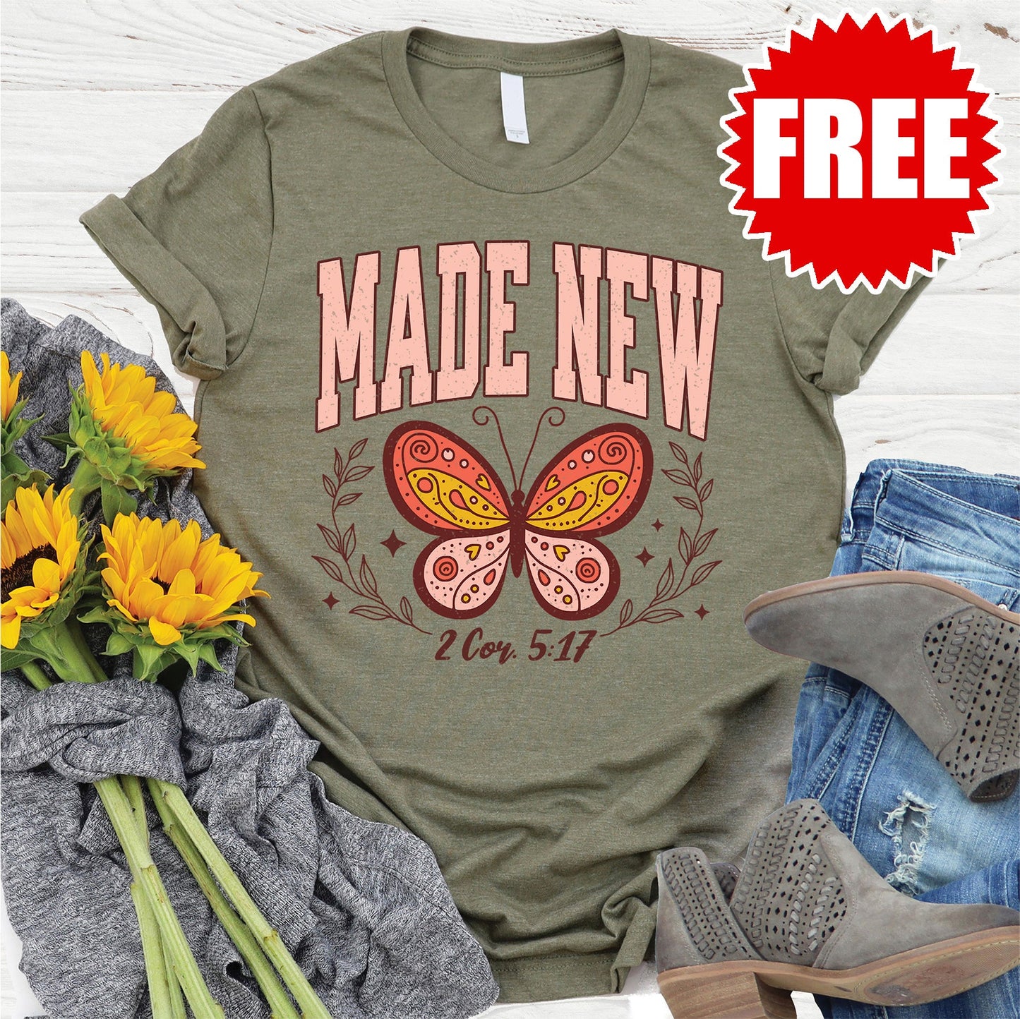 Made New Tee - Heather Olive