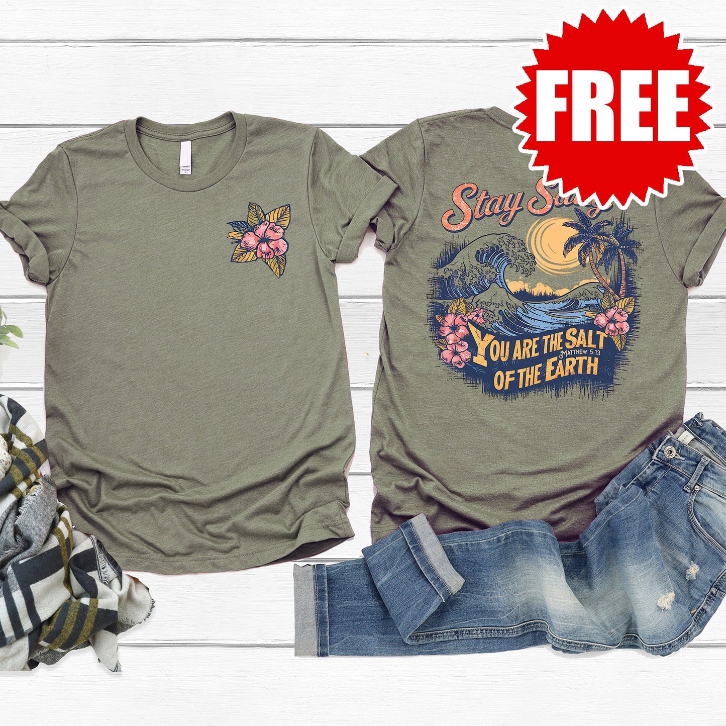 You Are The Salt Tee - Heather Olive - 0