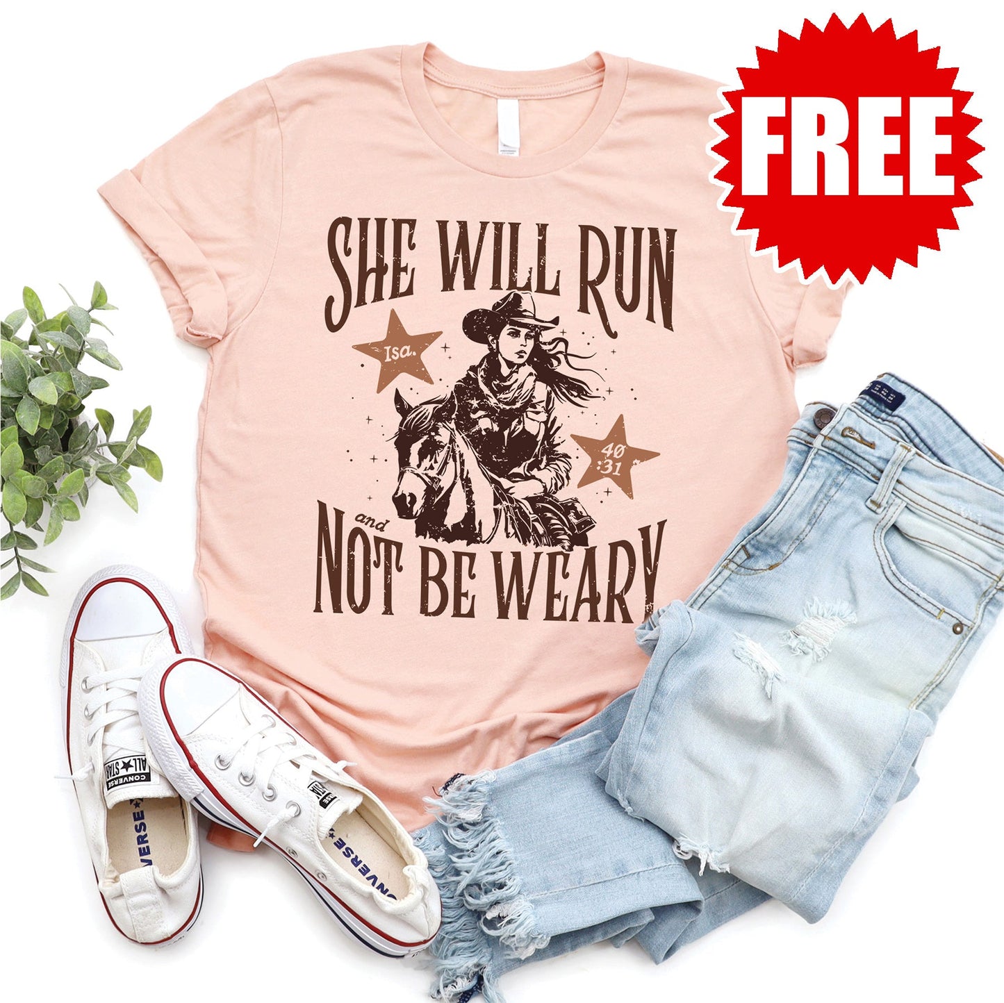 She Will Run Tee - Heather Peach - 0