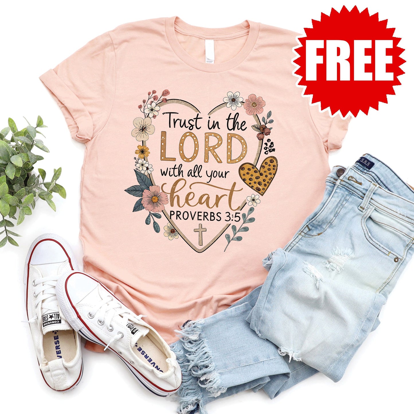 Trust In The Lord Tee - Heather Peach - FREE