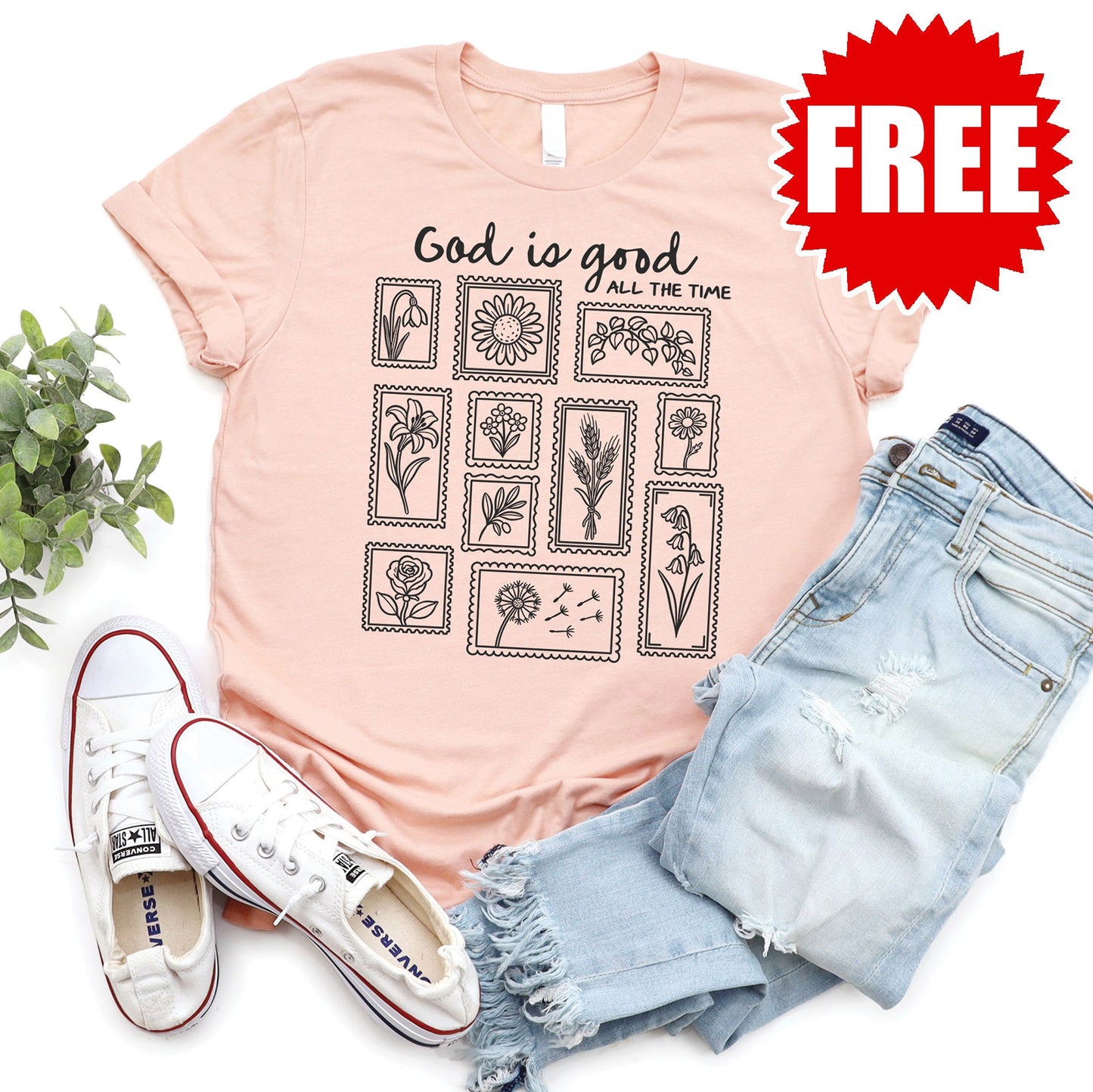 God Is Good Tee - Heather Peach - 0