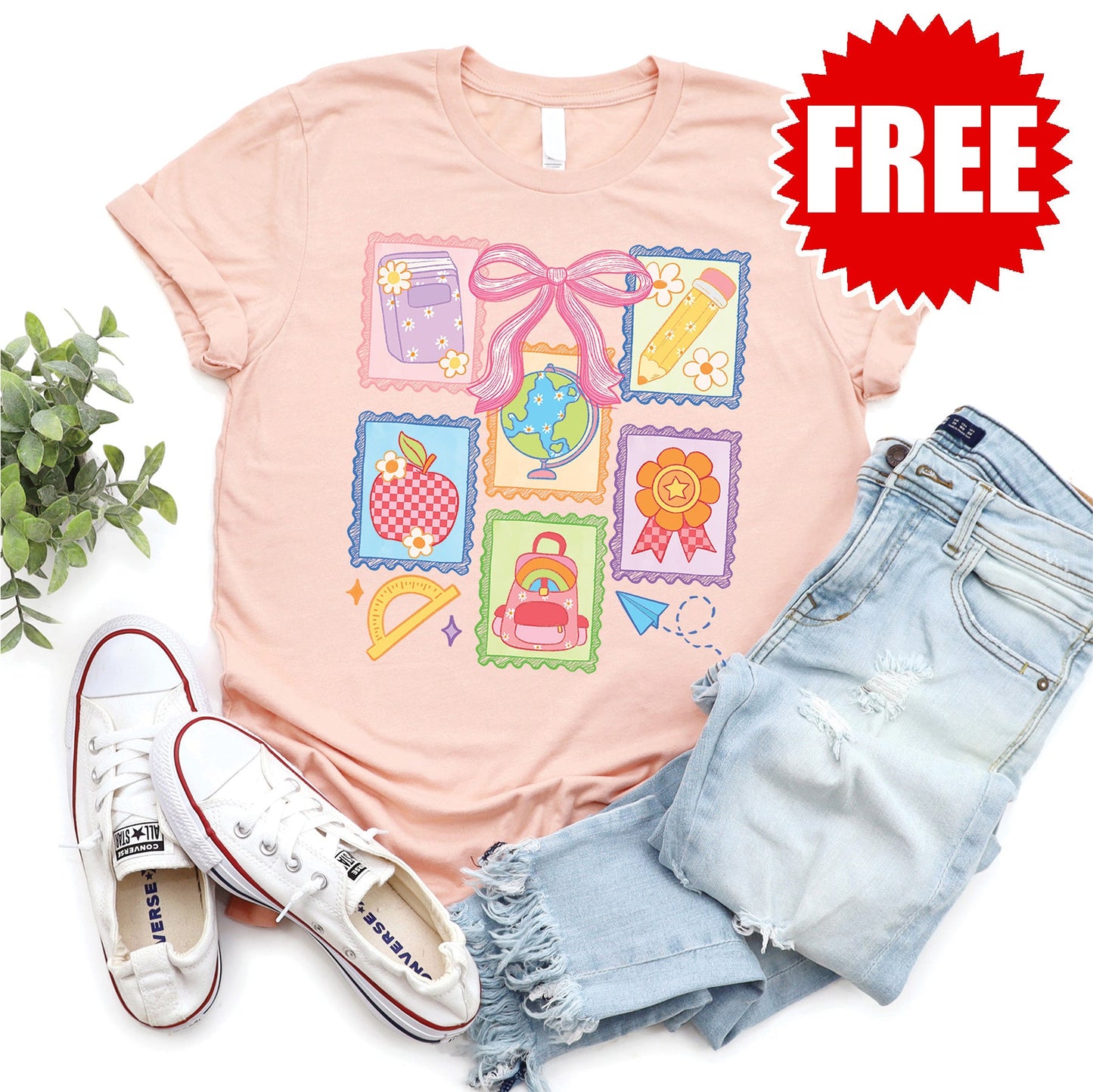 School Stuff Tee - Heather Peach - 0