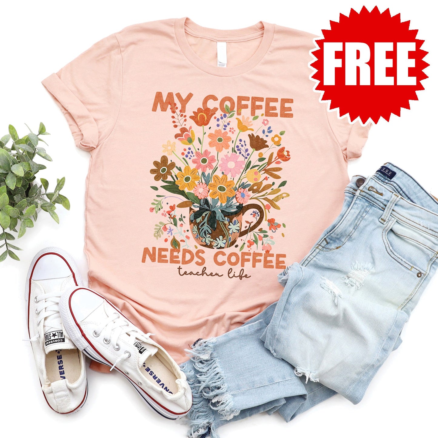 Teacher Life Tee - Heather Peach - 0