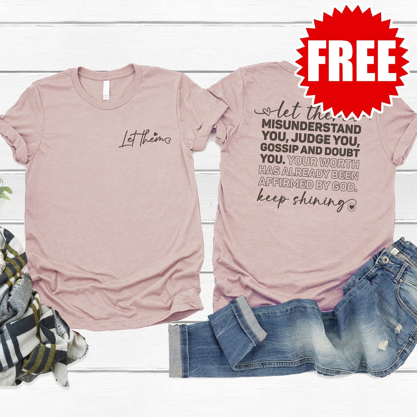 Let Them Tee - Heather Pink Gravel