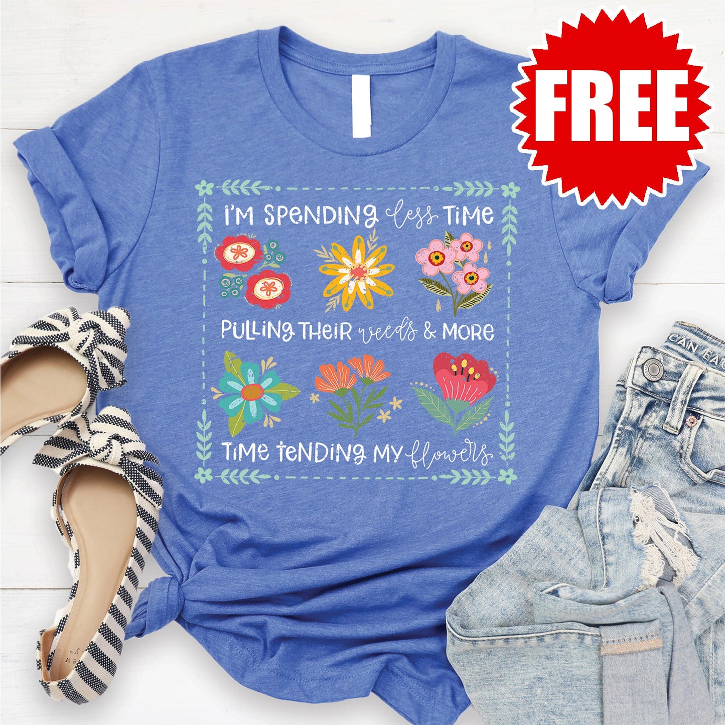 Less Time Tee - Heather Royal Blue - 0