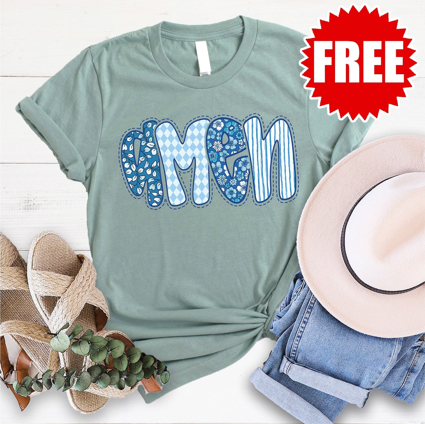 Amen Tee - Heather Sage - 0