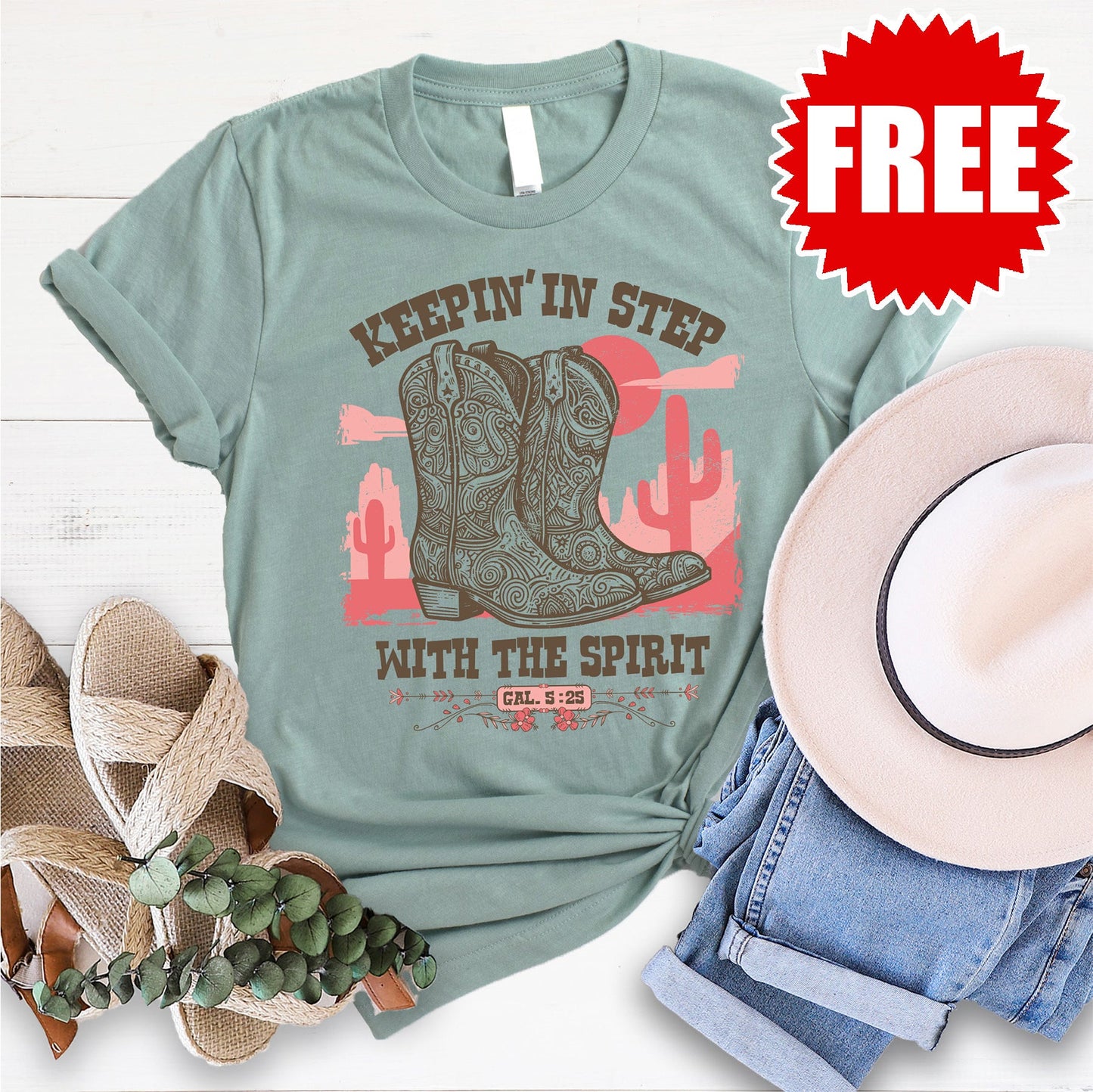 Keepin in Step Tee - Heather Sage - 0