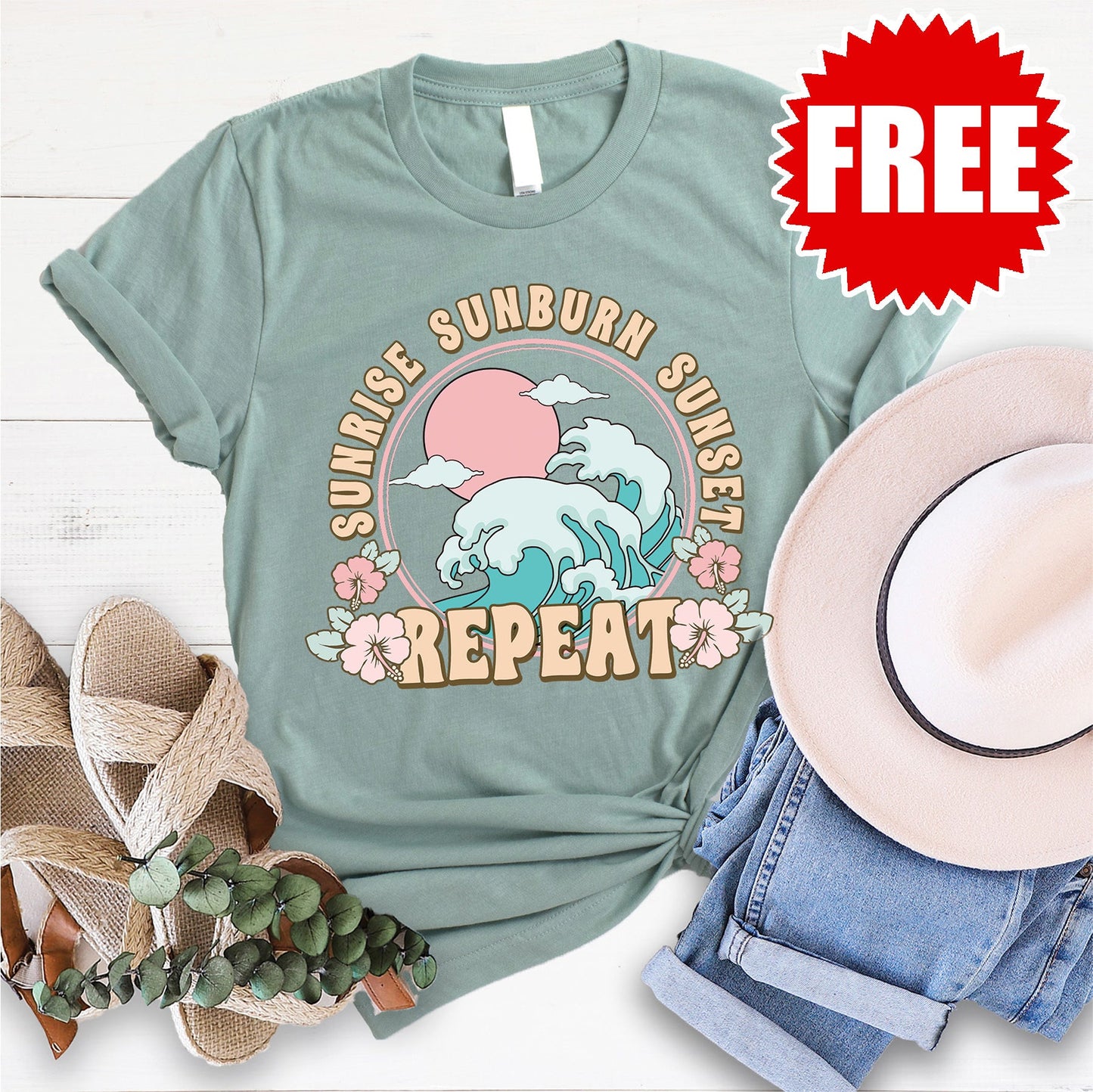 Sunrise Tee - Heather Sage - 0