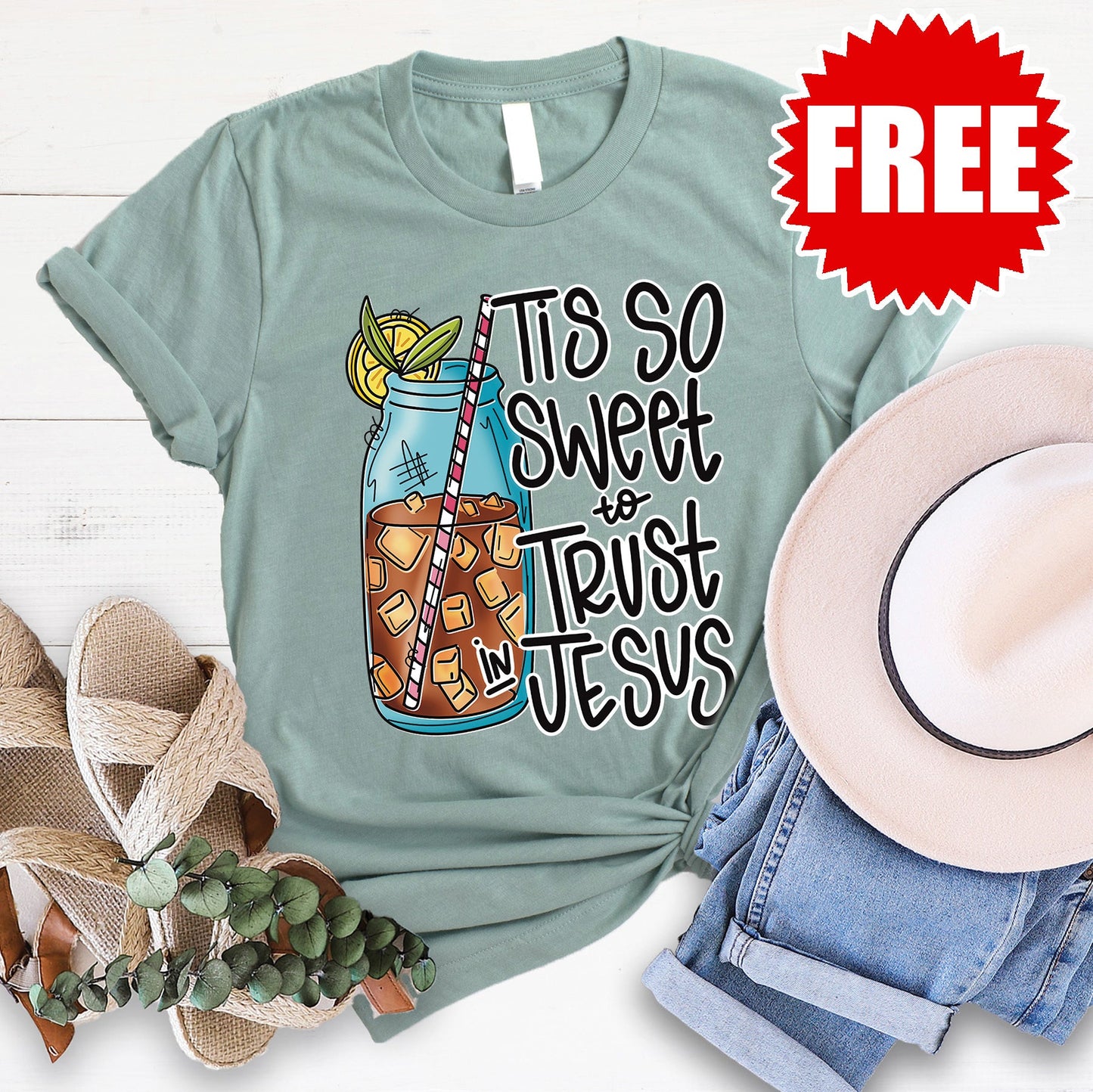 Tis So Sweet Tee - Heather Sage - 0