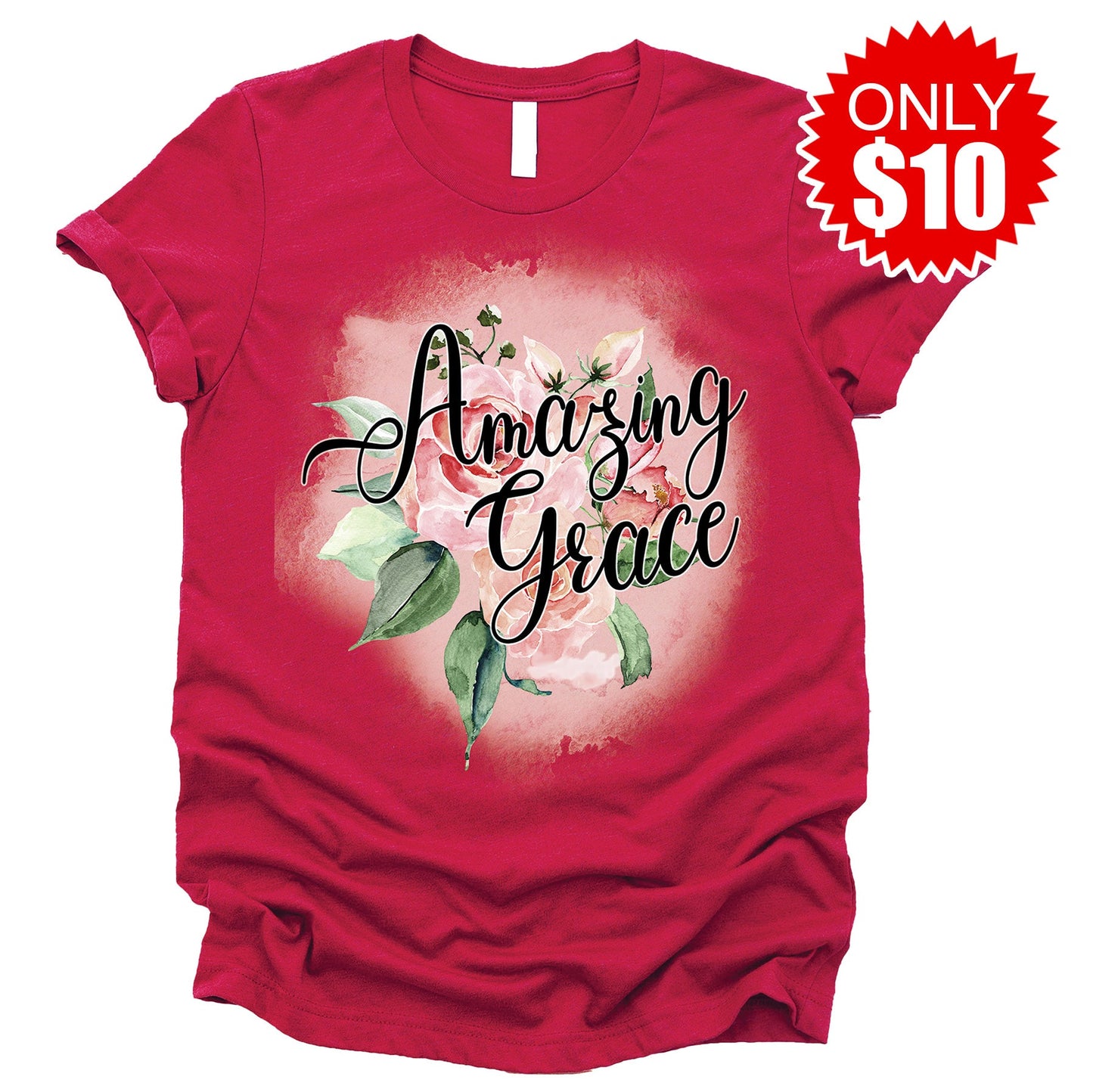 Amazing Grace Rose Tee - Heather Scarlet