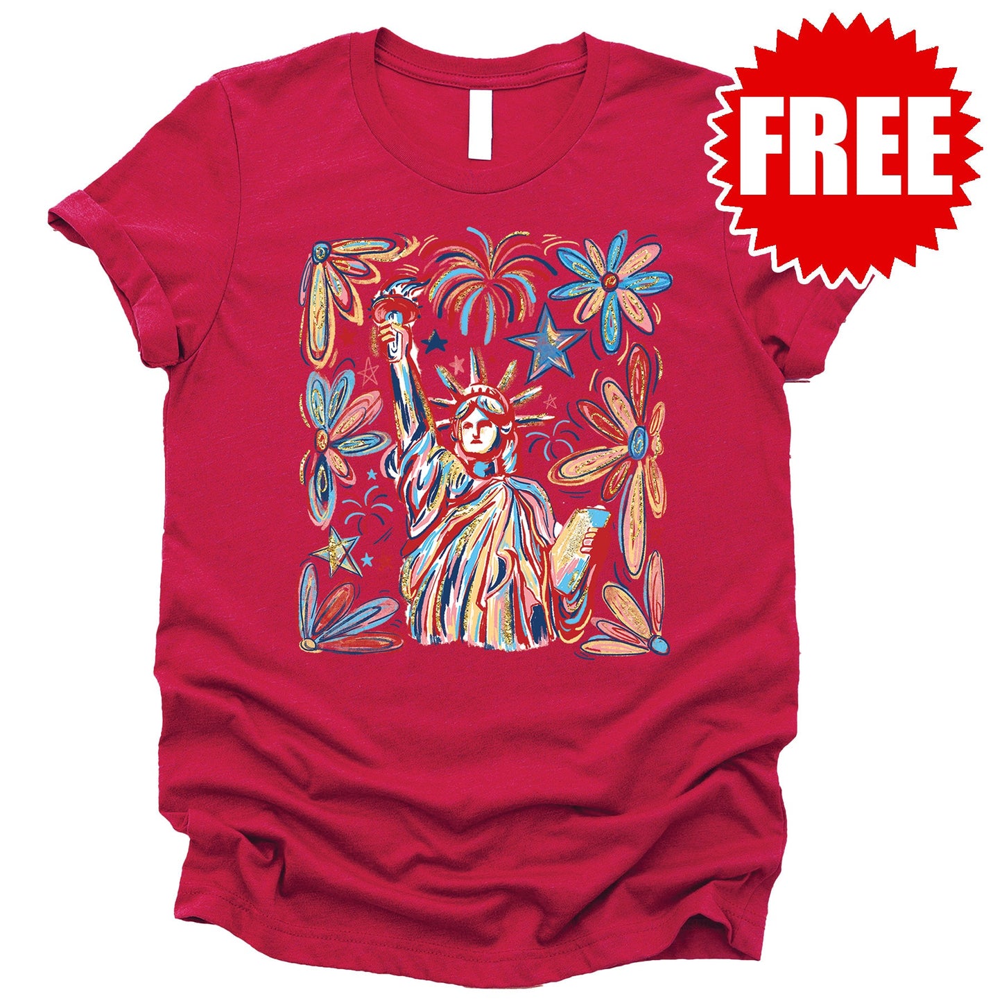 Statue of Liberty Tee - Heather Scarlet - 0