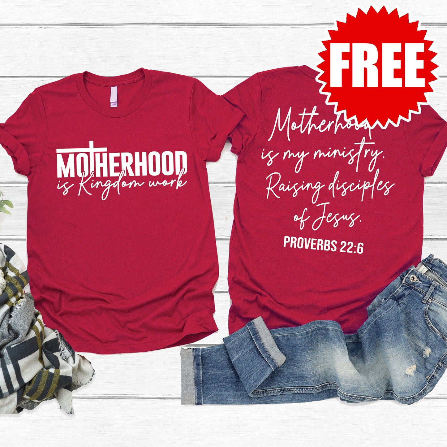 Motherhood Tee - Heather Scarlet