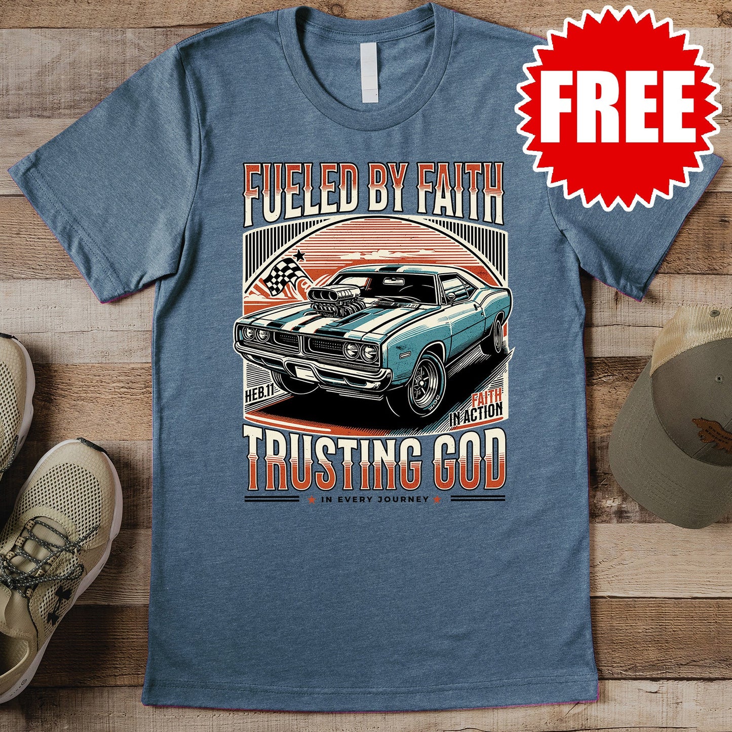 Fueled by Faith Tee - Heather Slate - 0