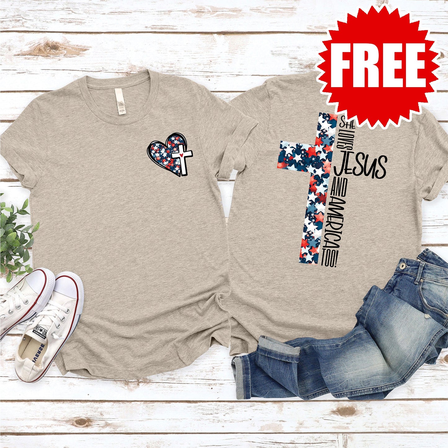 She Loves Jesus Tee - Heather Stone - 0 Style001