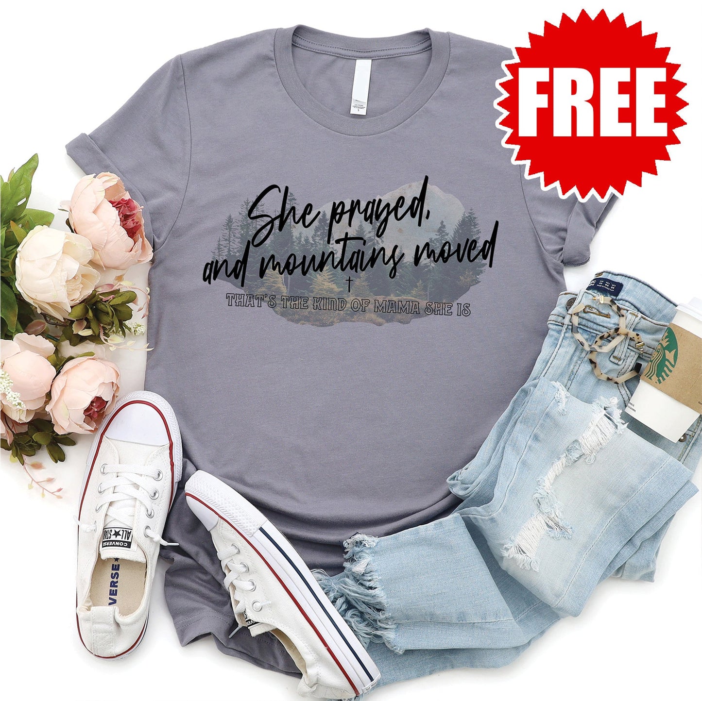 She Prayed Tee - Heather Storm - 0