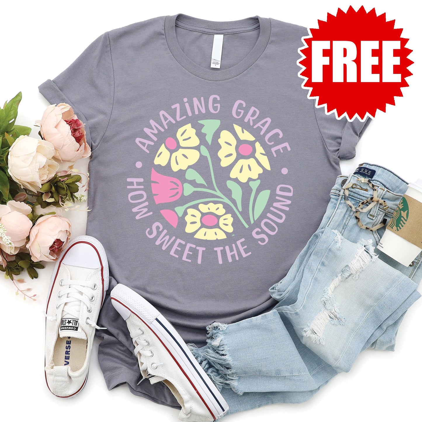 Amazing Grace Tee - Heather Storm - 0