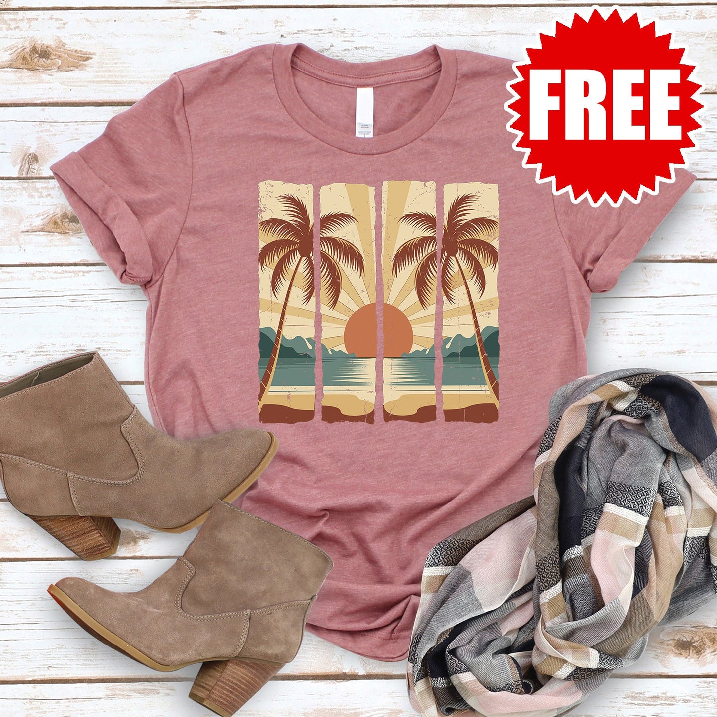 Sunset Tee - Heather Strawberry Cream - 0