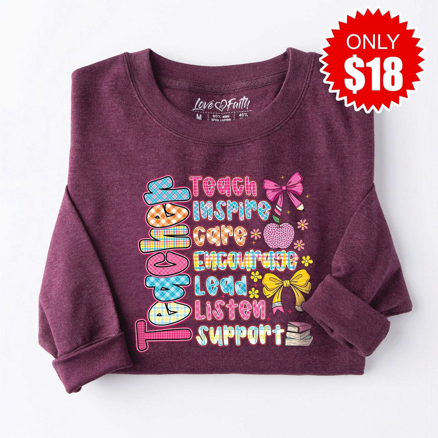 Teacher Sweatshirt - Heather Sugar Plum - 18 Style001