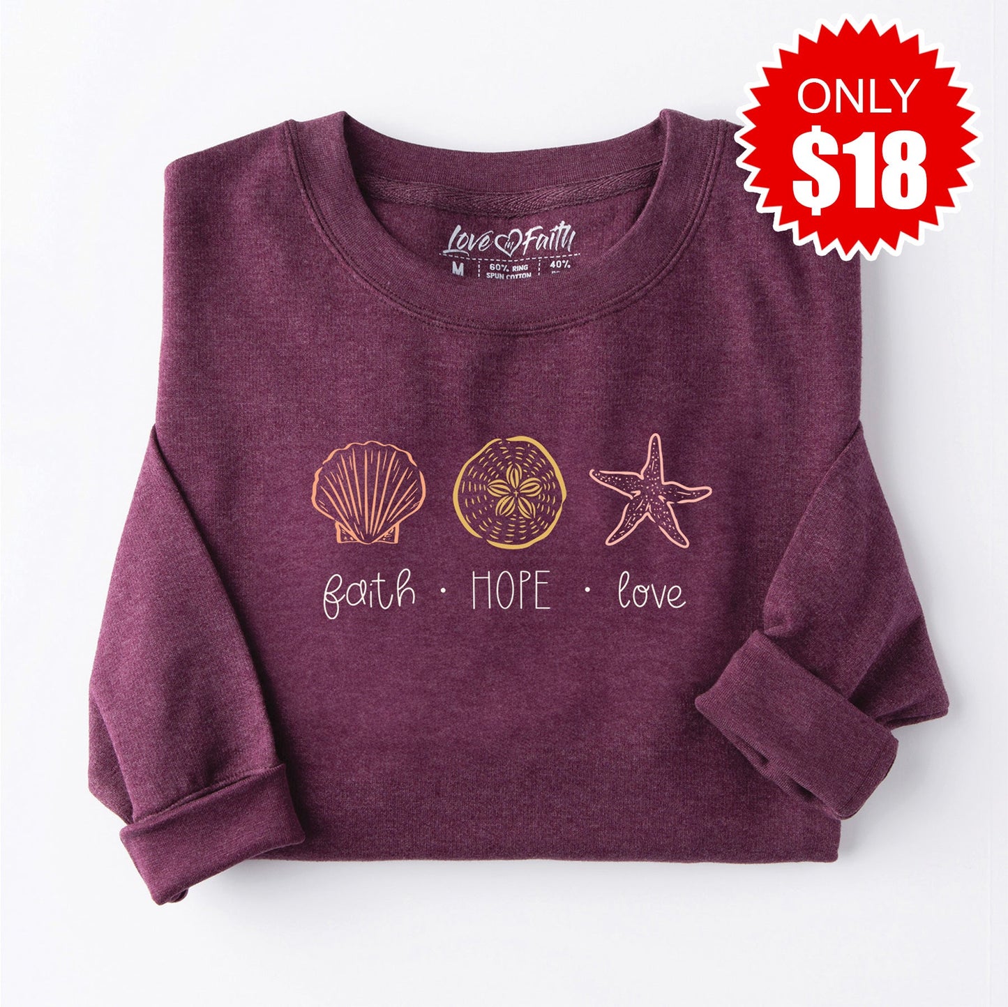 Faith Hope Love Sweatshirt - Heather Sugar Plum - 18