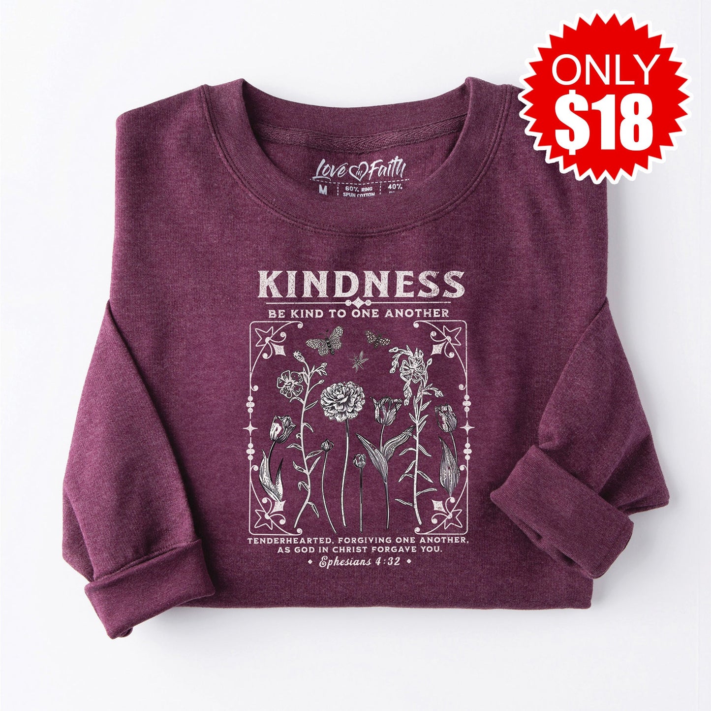 Kindness Crewneck Sweatshirt - Heather Sugar Plum
