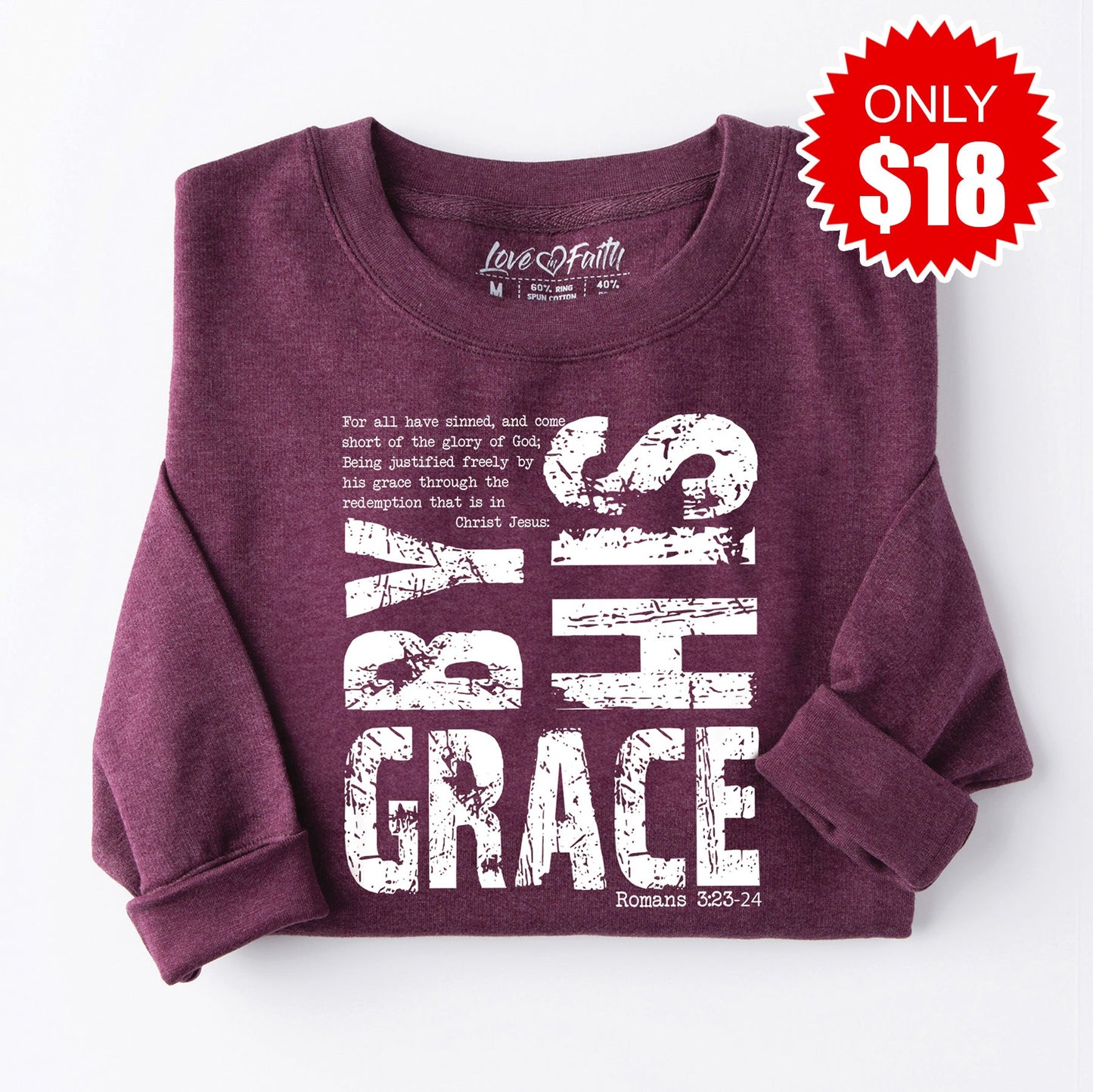 By His Grace Sweatshirt - Heather Sugar Plum - 18