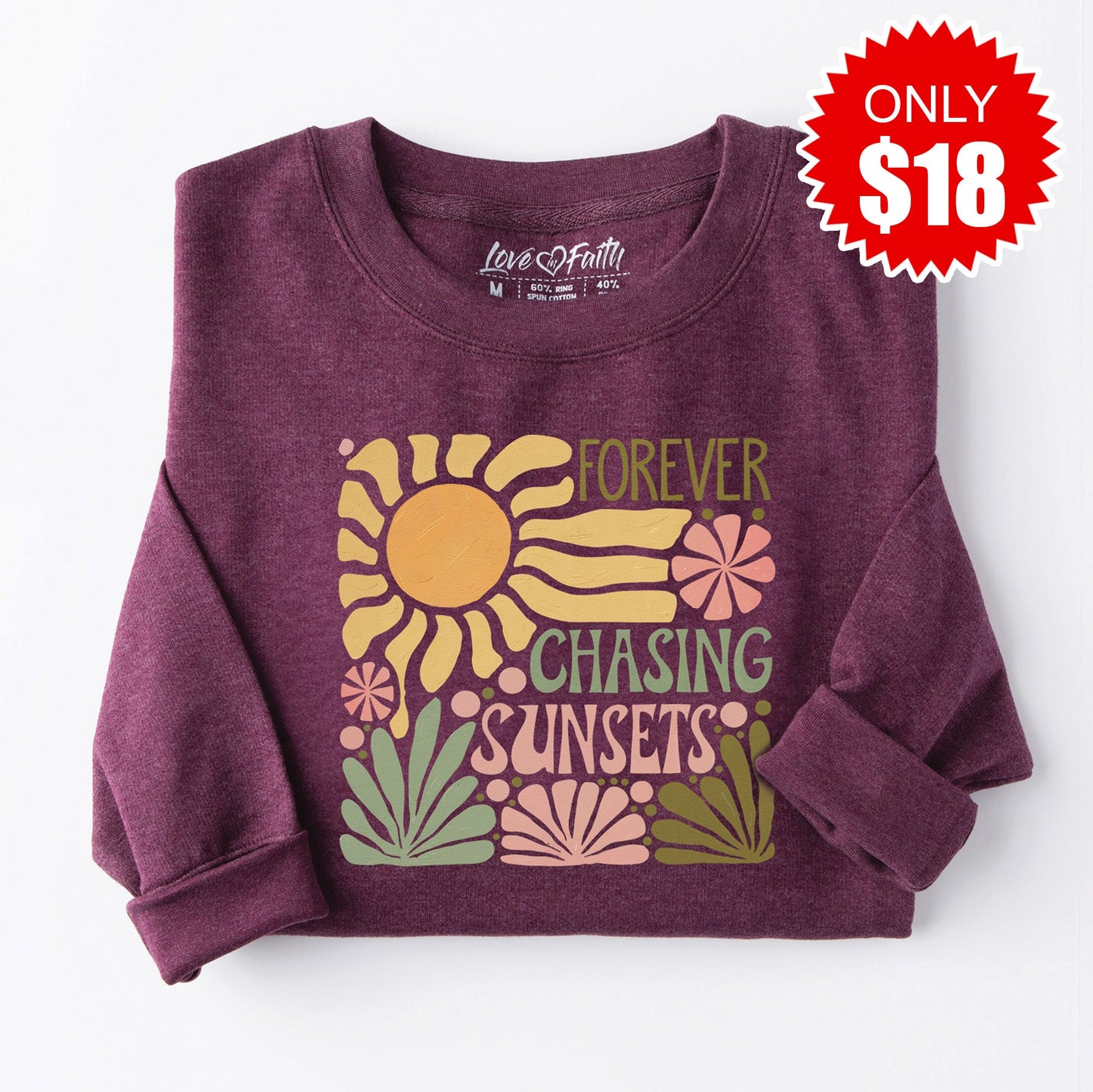 Forever Chasing Sunsets Sweatshirt - Heather Sugar Plum - 18