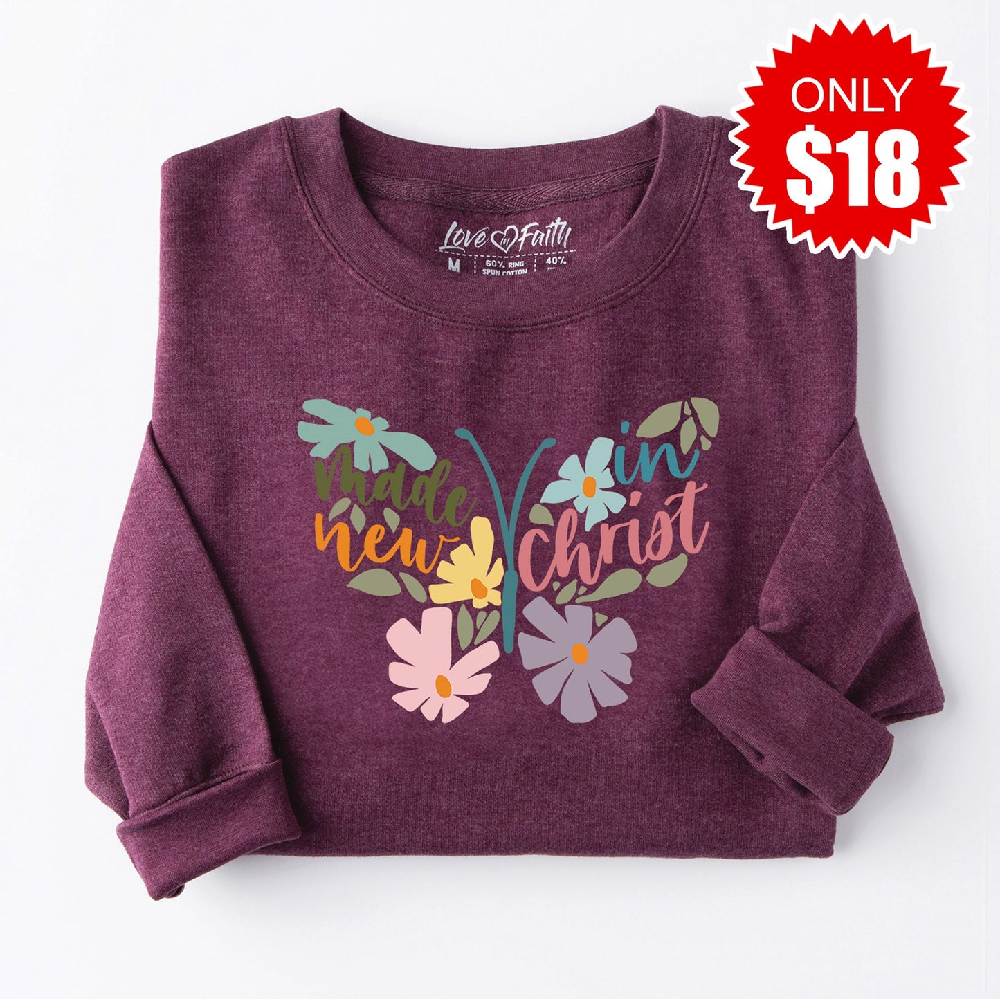 Made New In Christ Sweatshirt - Heather Sugar Plum - 18