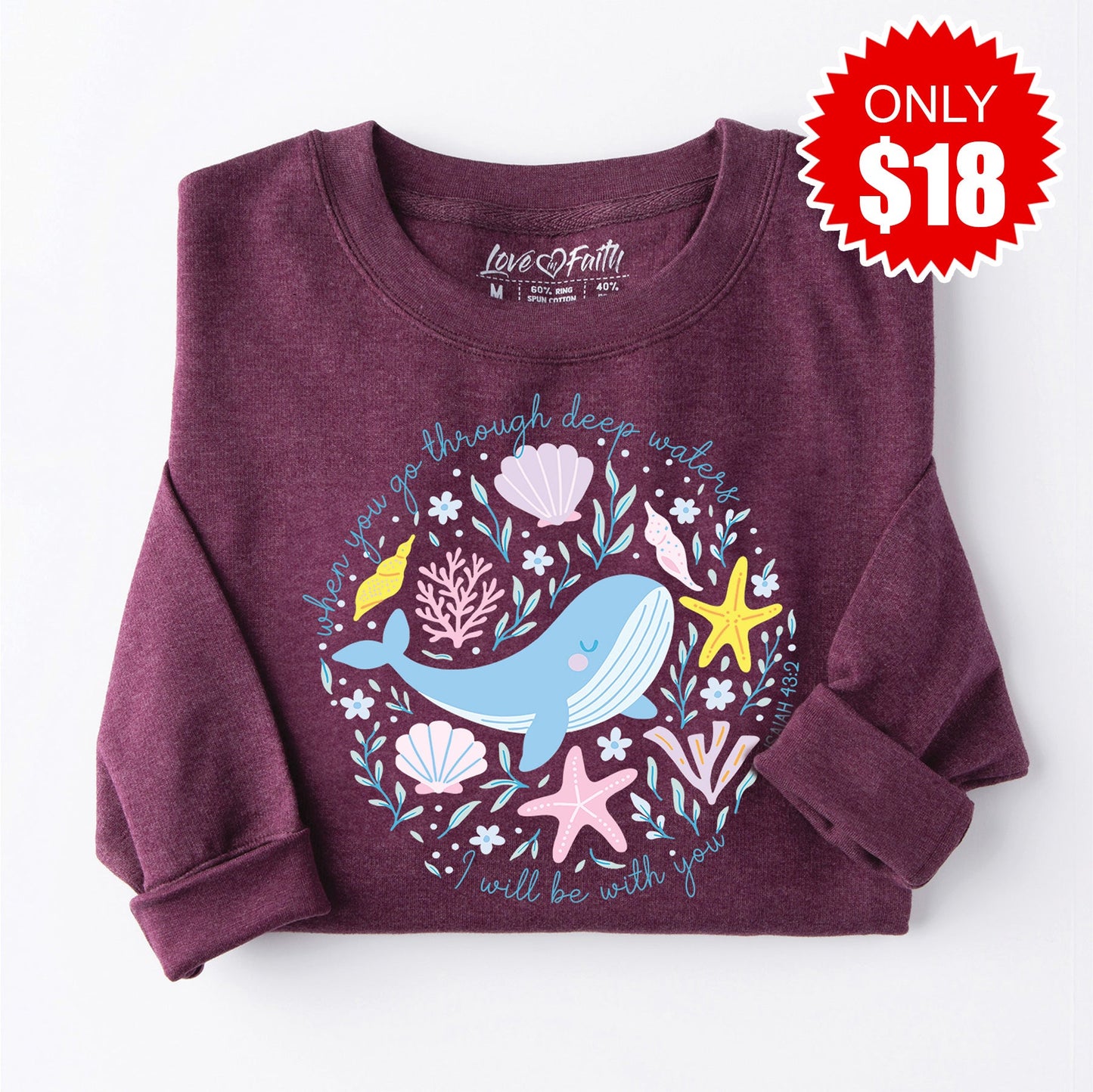 Deep Waters Whale Sweatshirt - Heather Sugar Plum - 18