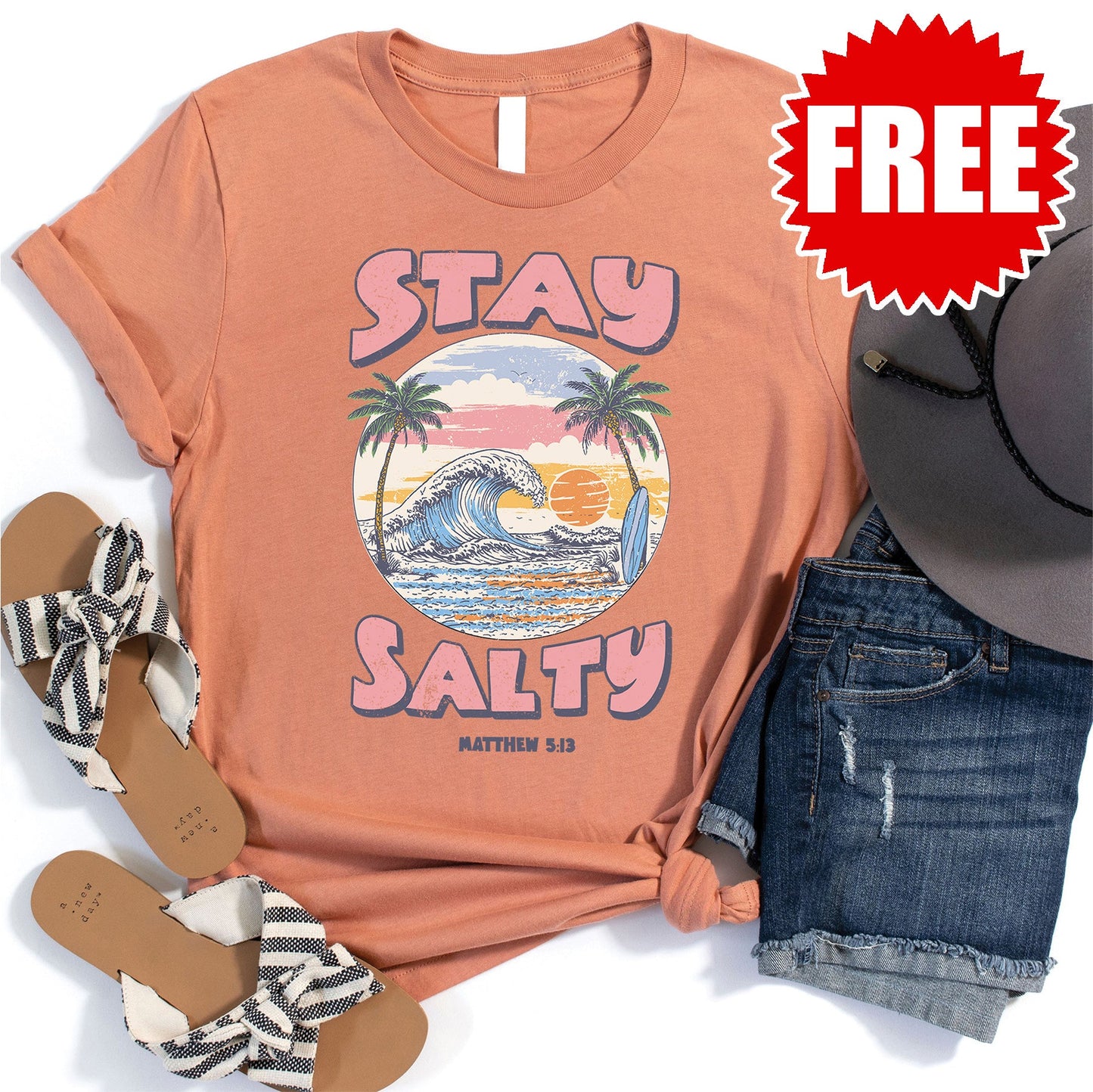 Stay Salty Tee - Heather Terracotta - 0