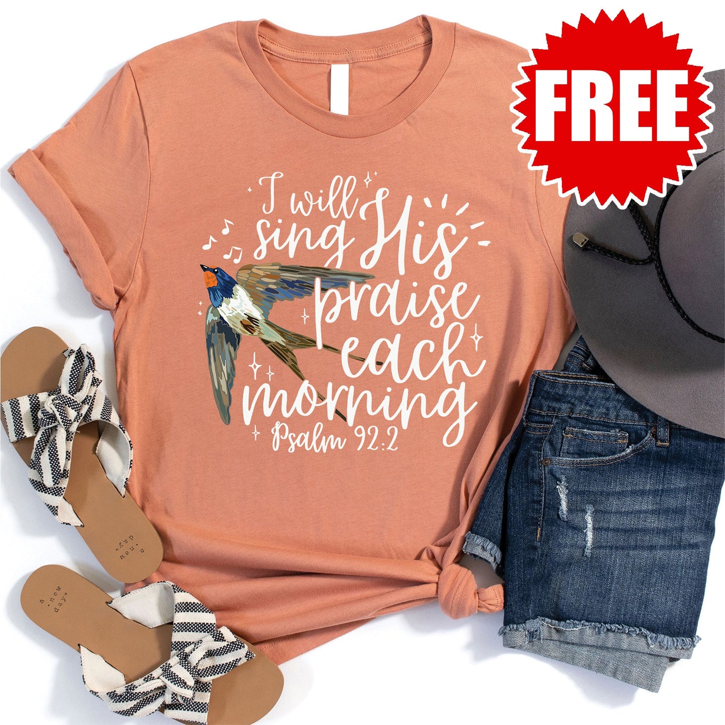 Sing His Praise Tee - Heather Terracotta - 0