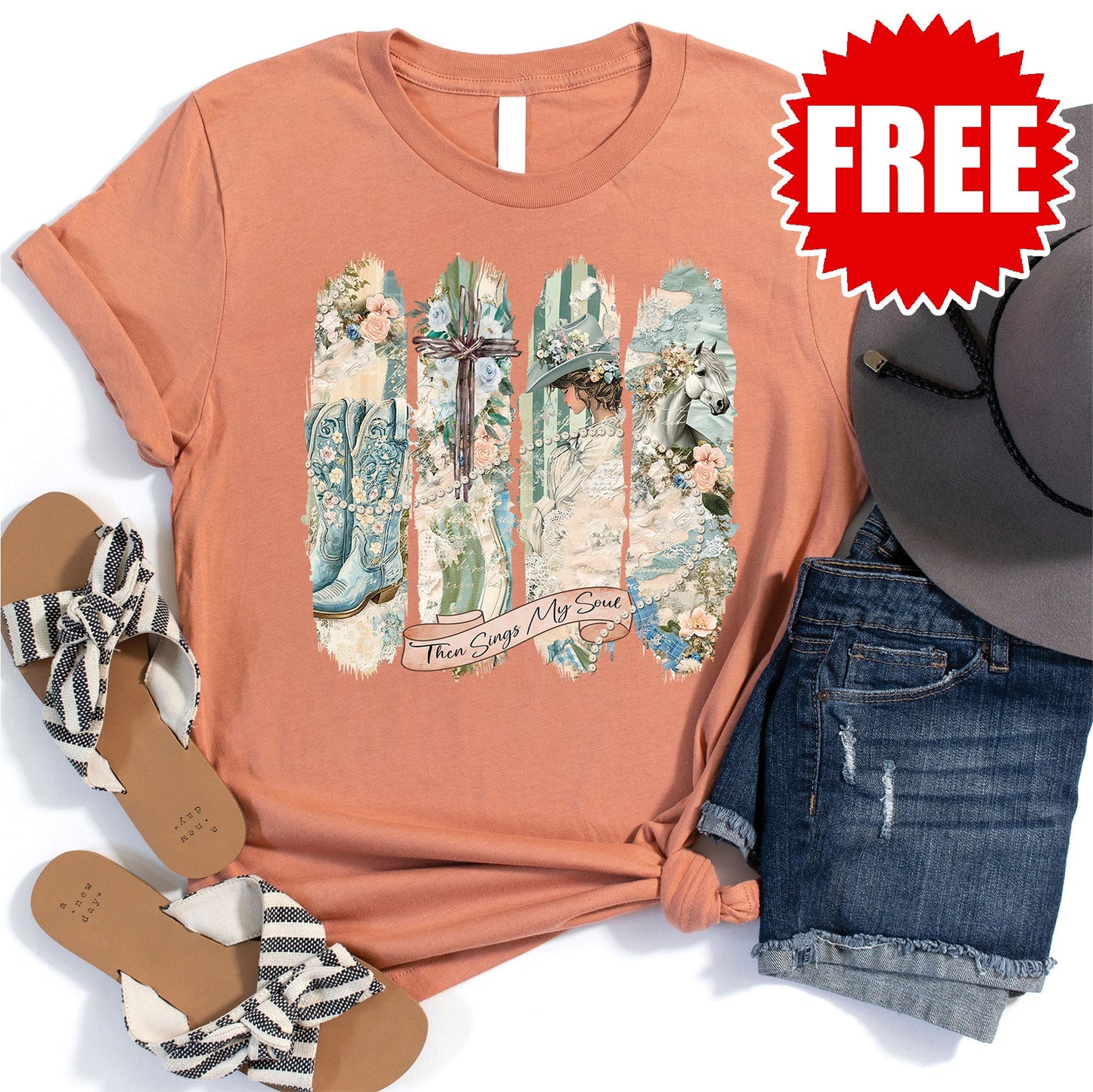 Then Sings My Soul Tee - Heather Terracotta - 0